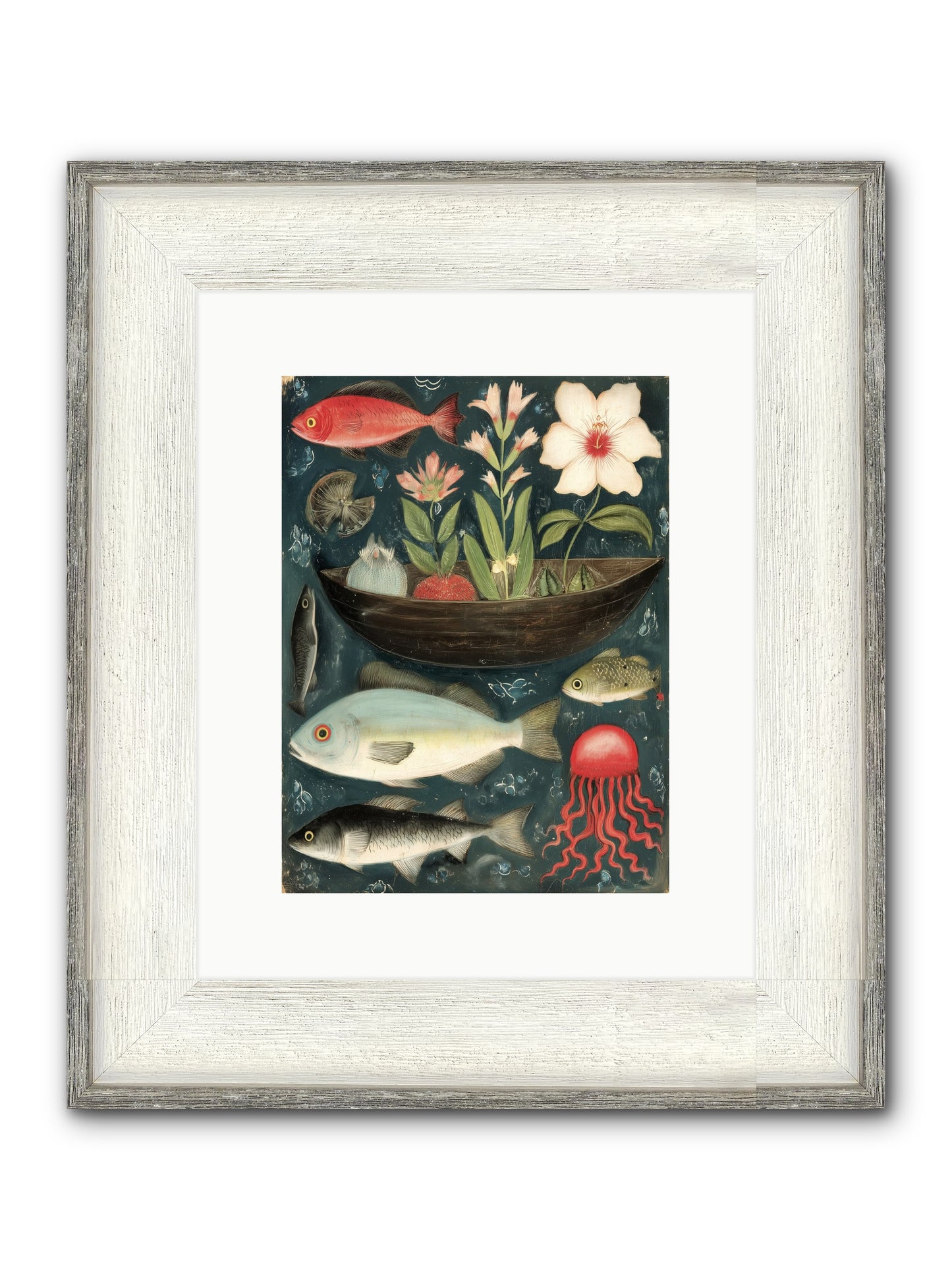 Deep Blue Diary Framed Print - Driftwood White 9x12