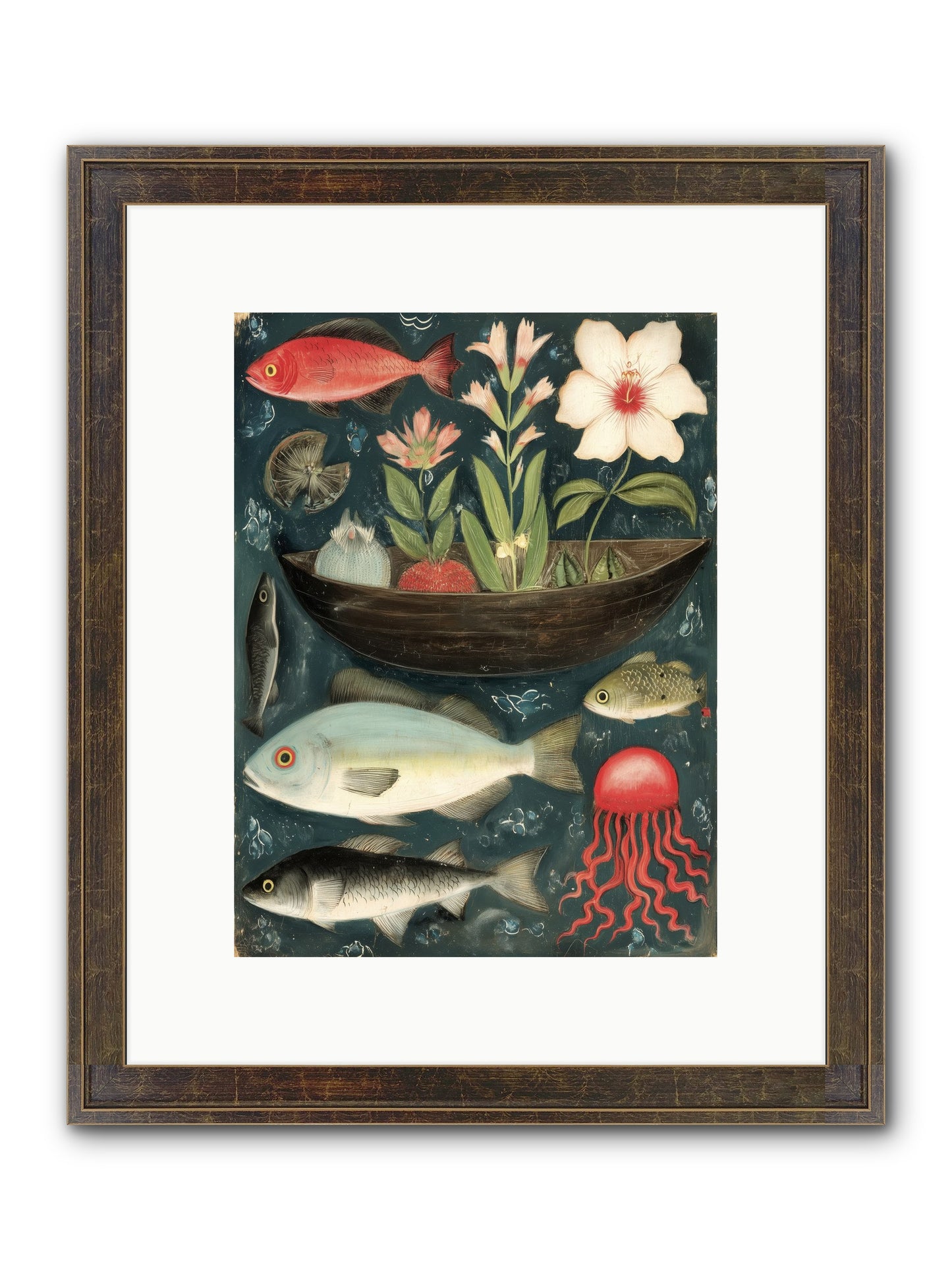 Deep Blue Diary Framed Print - Slimwoods Black/Gold 9x12