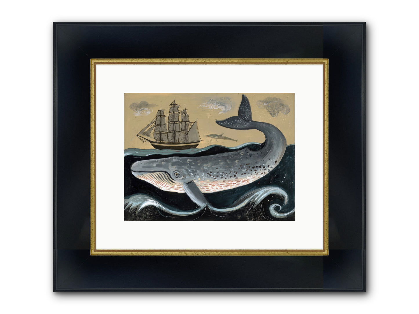 Deep Blue Pages Framed Print - Wide Black w/Gold 12x9