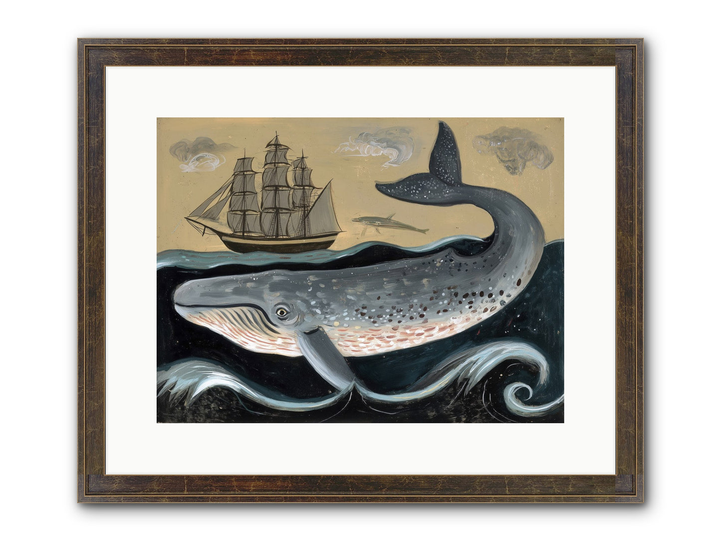 Deep Blue Pages Framed Print - Slimwoods Black/Gold 16x12