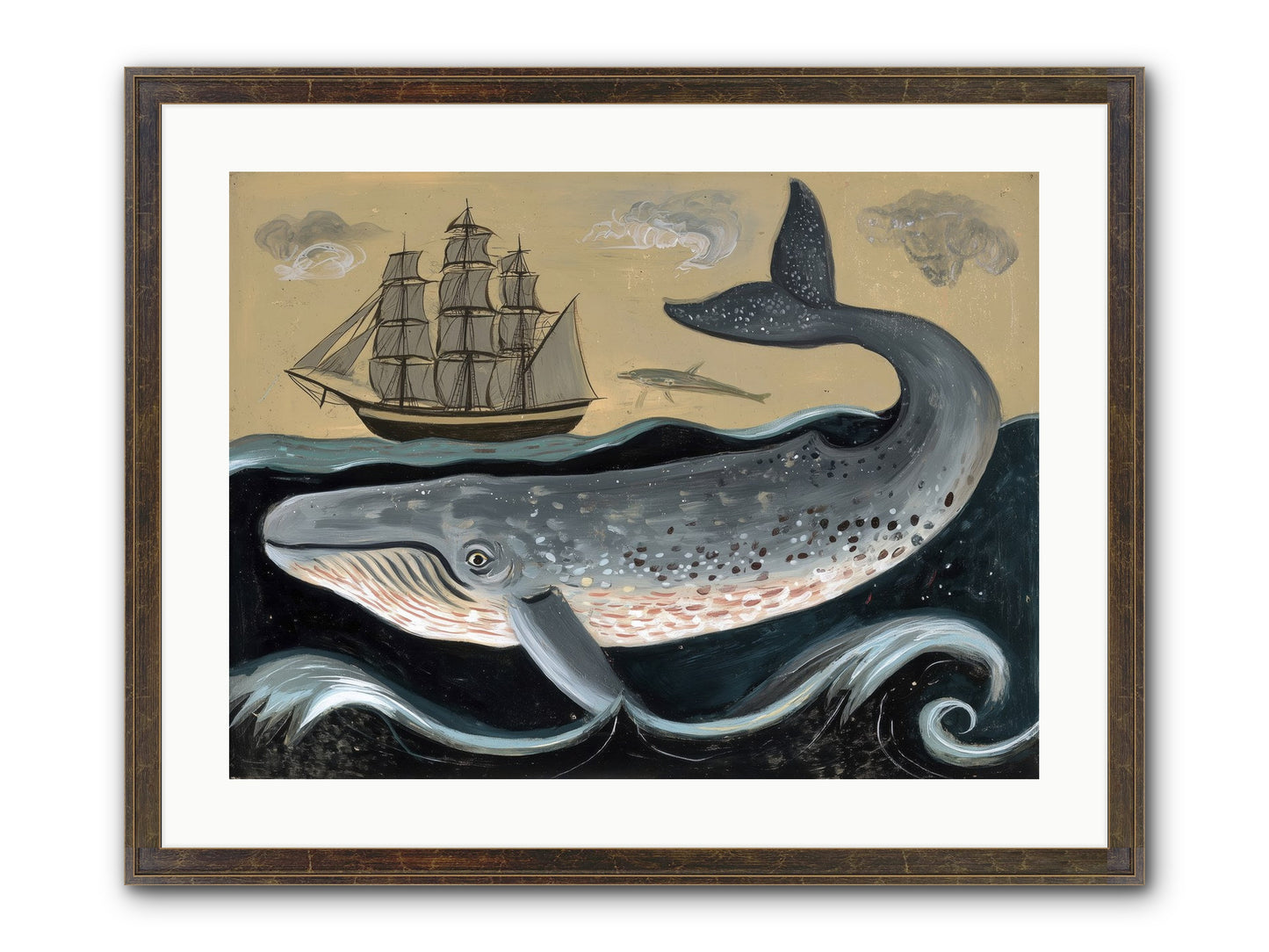 Deep Blue Pages Framed Print - Slimwoods Black/Gold 24x18