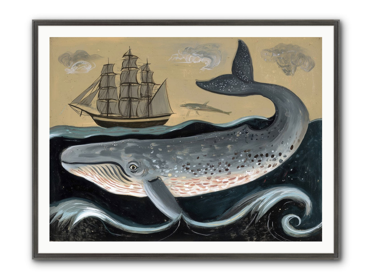 Deep Blue Pages Framed Print - Slimwoods Black/Silver 48x36