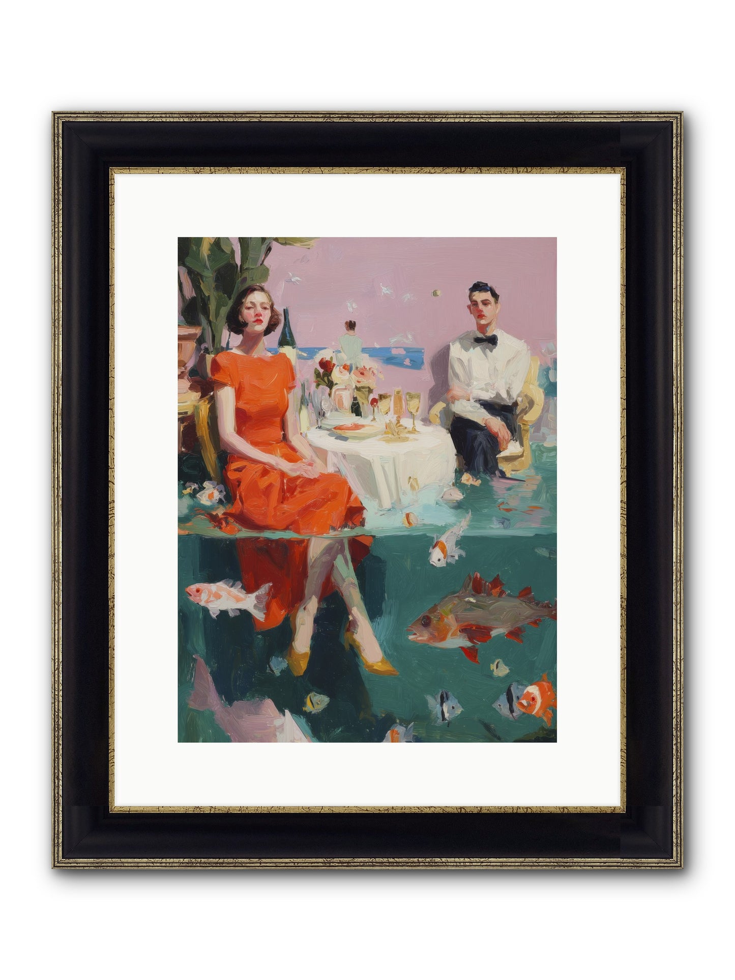 Deep Blue Seduction Framed Print - Black & Gold 12x16