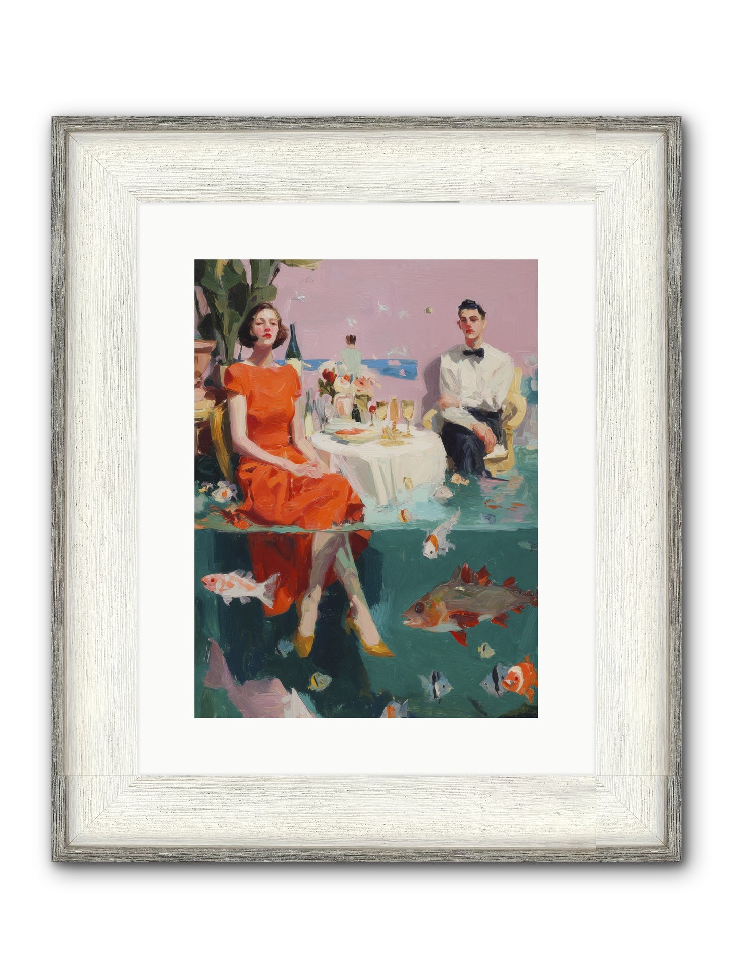 Deep Blue Seduction Framed Print - Driftwood White 12x16