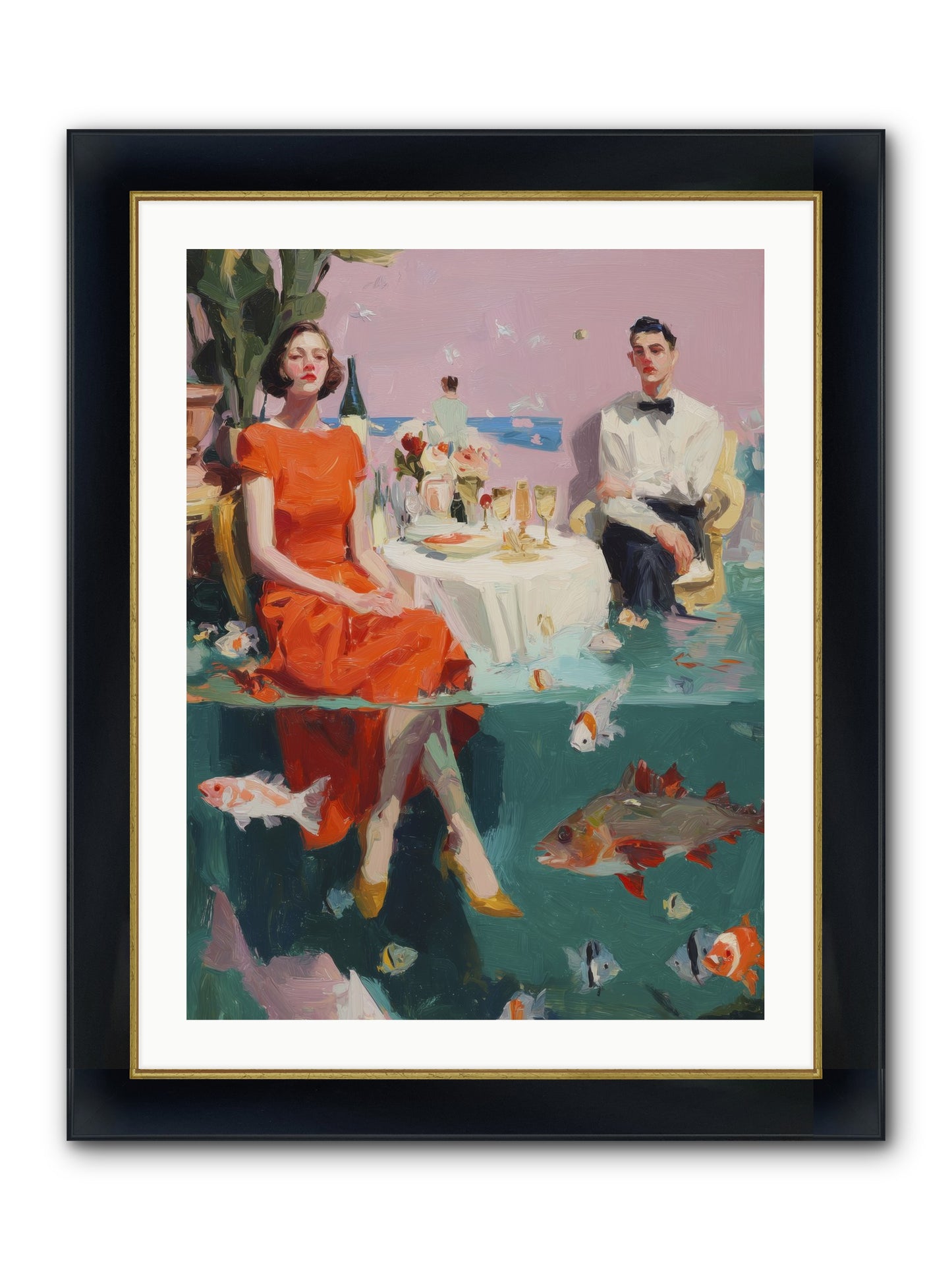 Deep Blue Seduction Framed Print - Wide Black w/Gold 24x32