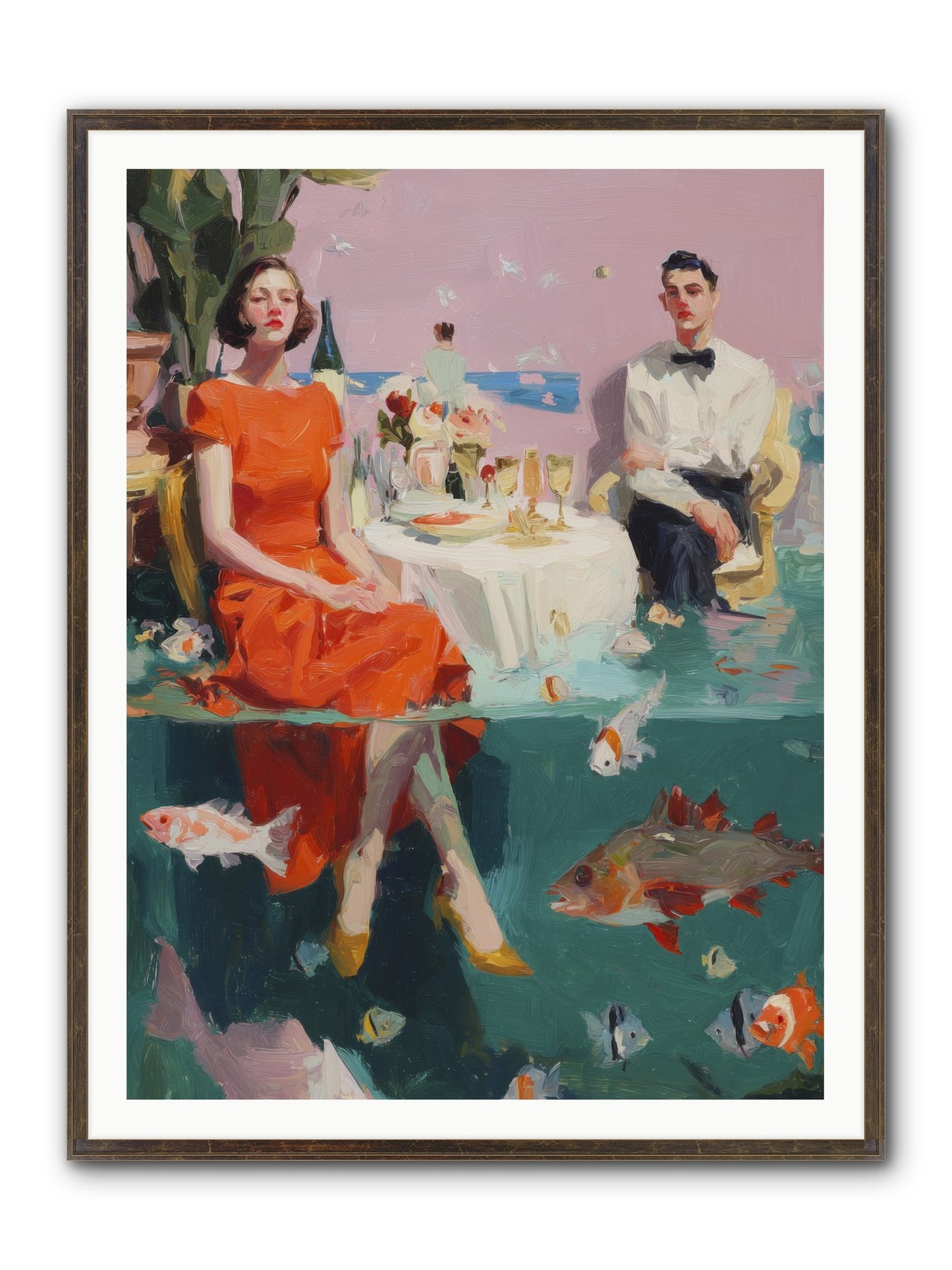Deep Blue Seduction Framed Print - Slimwoods Black/Gold 36x48