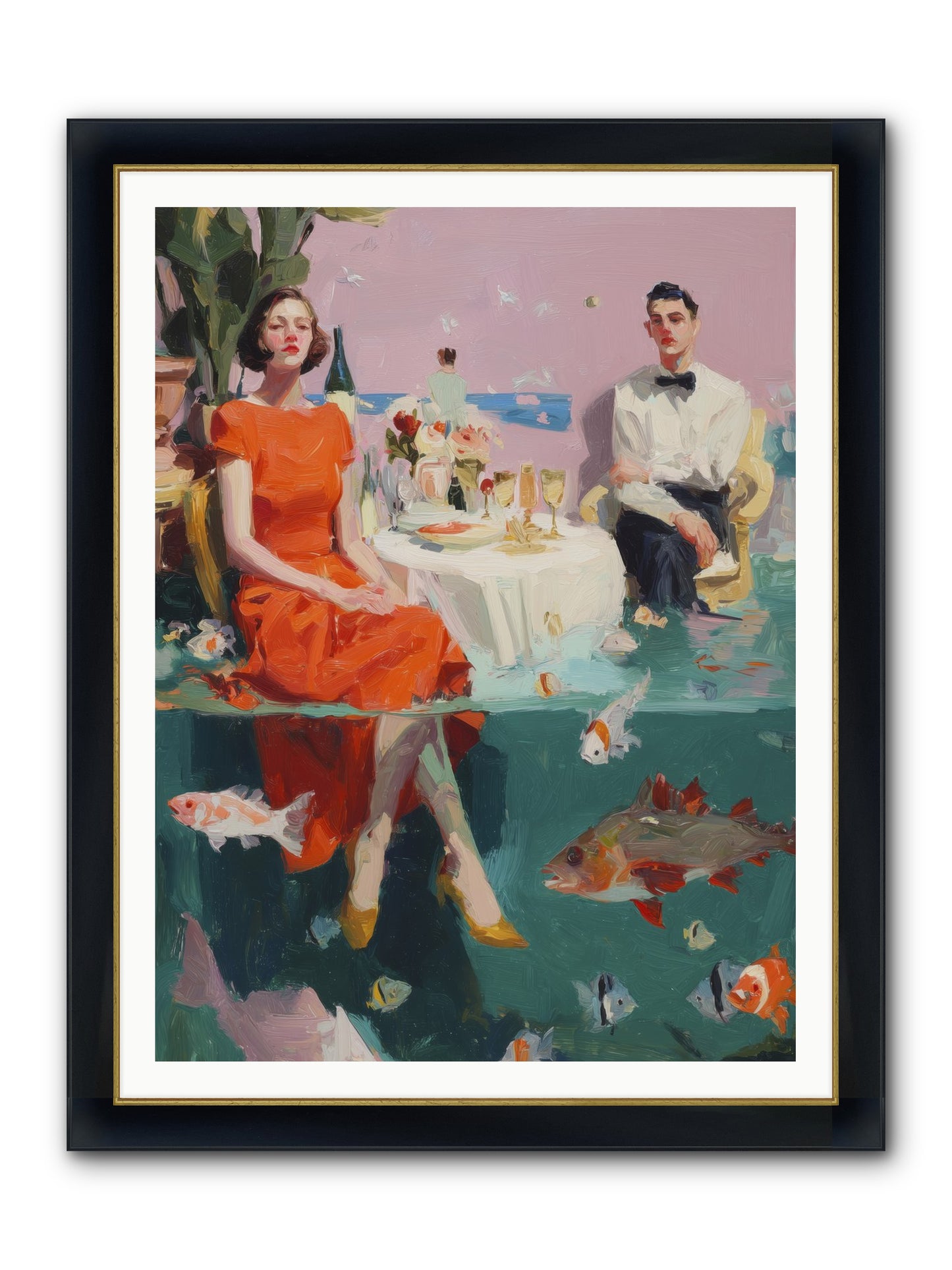 Deep Blue Seduction Framed Print - Wide Black w/Gold 36x48