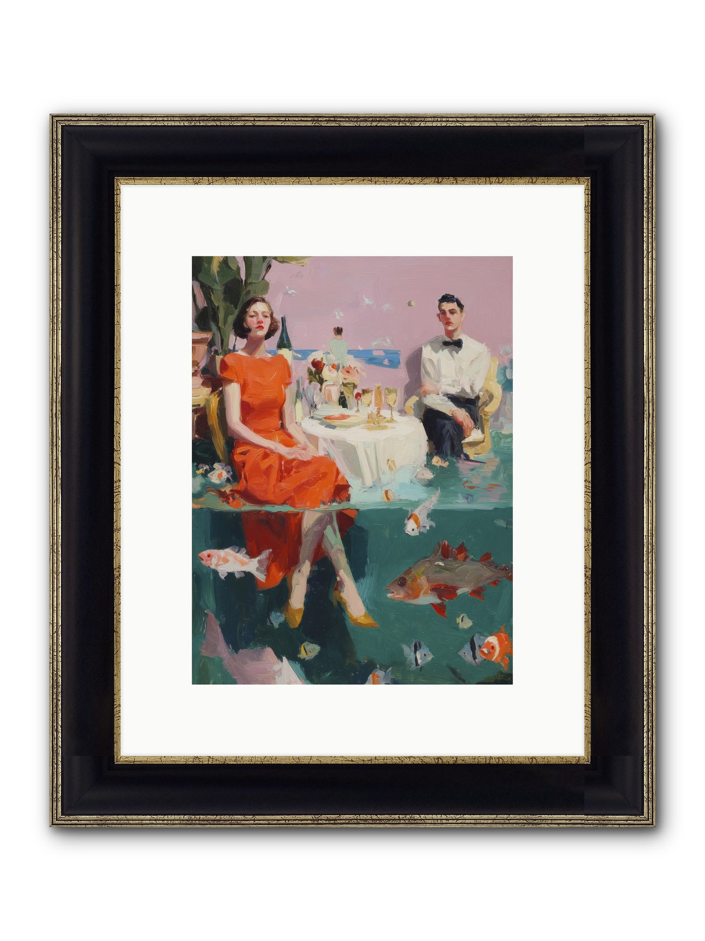 Deep Blue Seduction Framed Print - Black & Gold 9x12