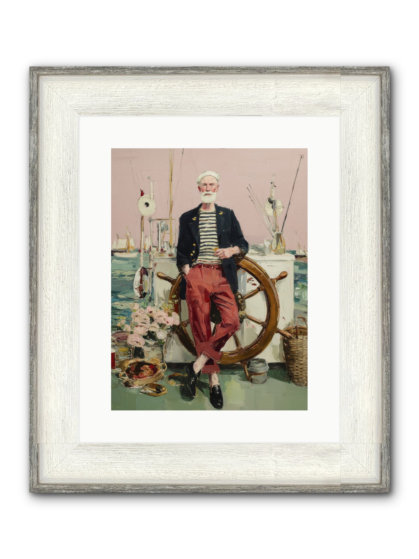 Deep Water Gambler Framed Print - Driftwood White 12x16
