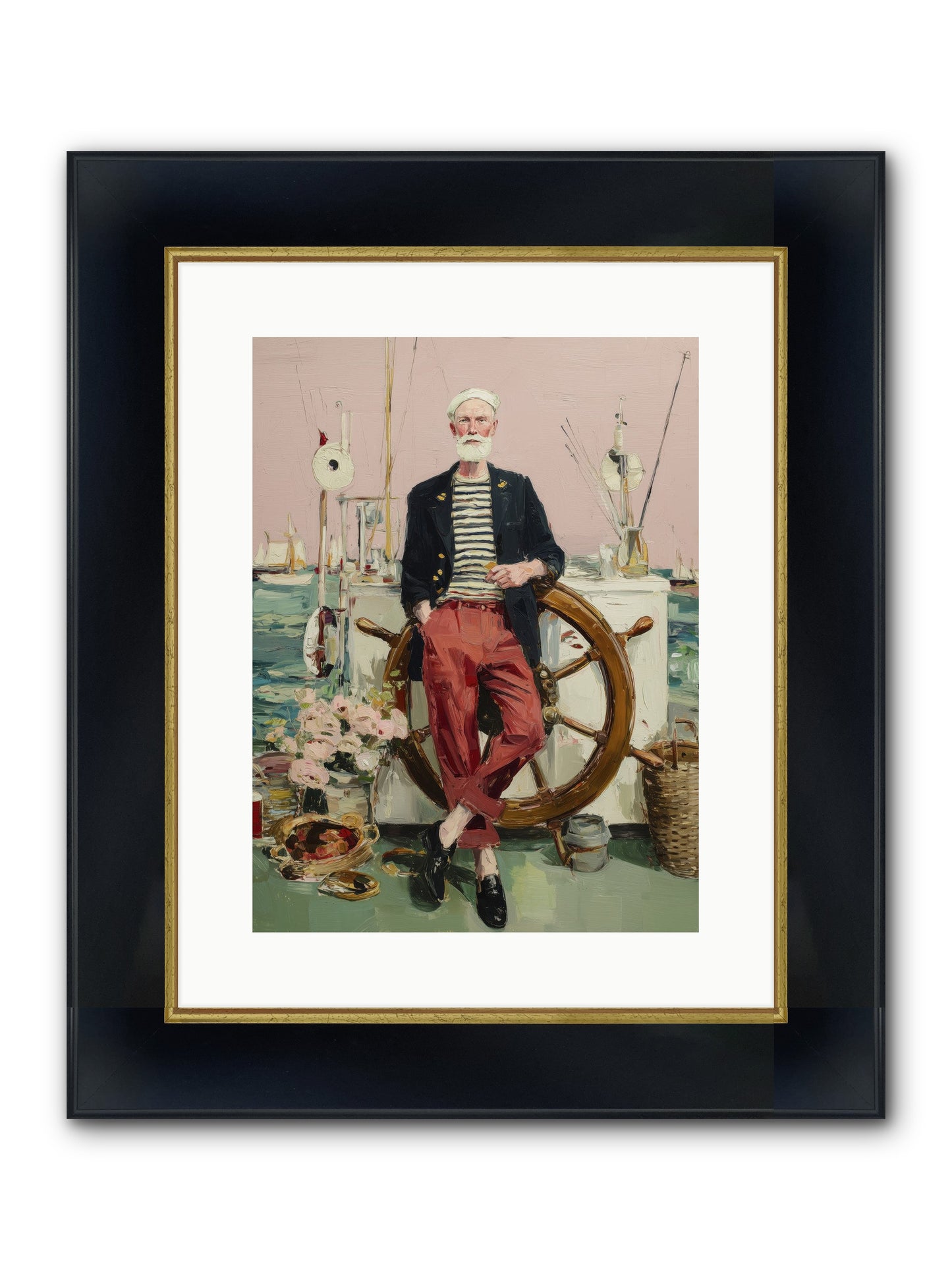 Deep Water Gambler Framed Print - Wide Black w/Gold 12x16