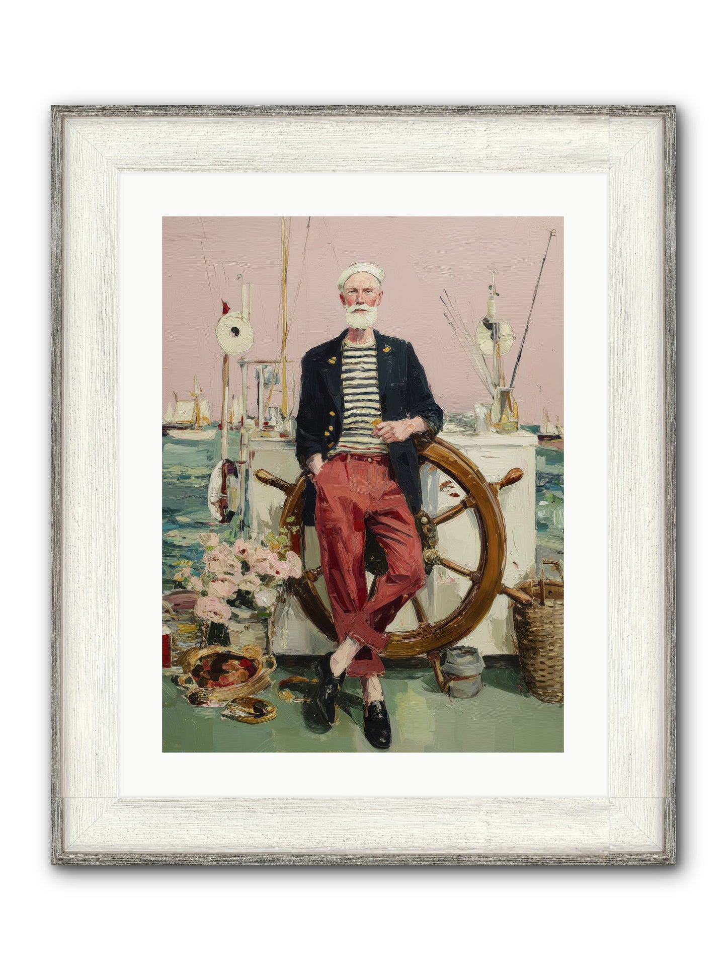 Deep Water Gambler Framed Print - Driftwood White 18x24