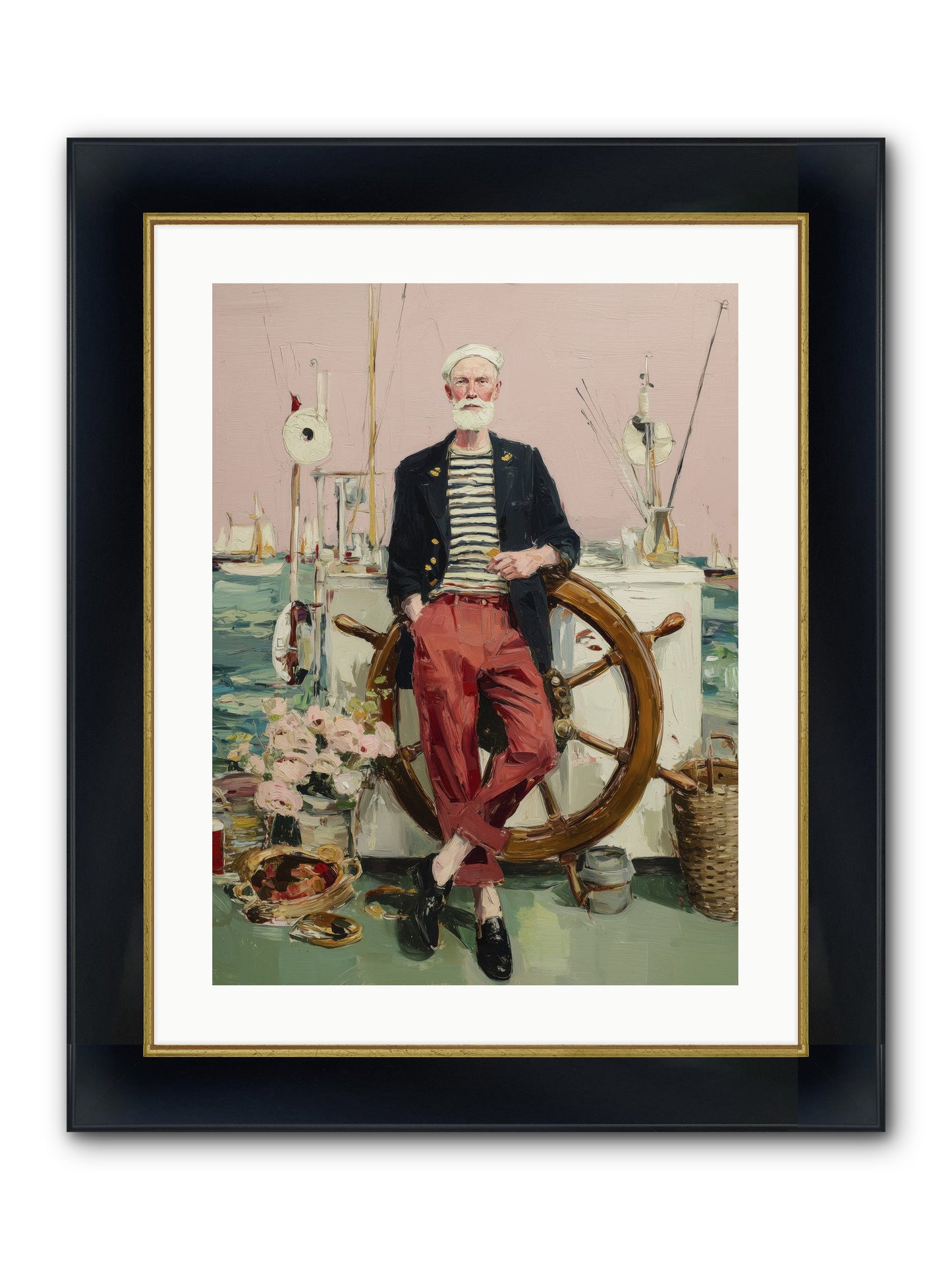 Deep Water Gambler Framed Print - Wide Black w/Gold 18x24