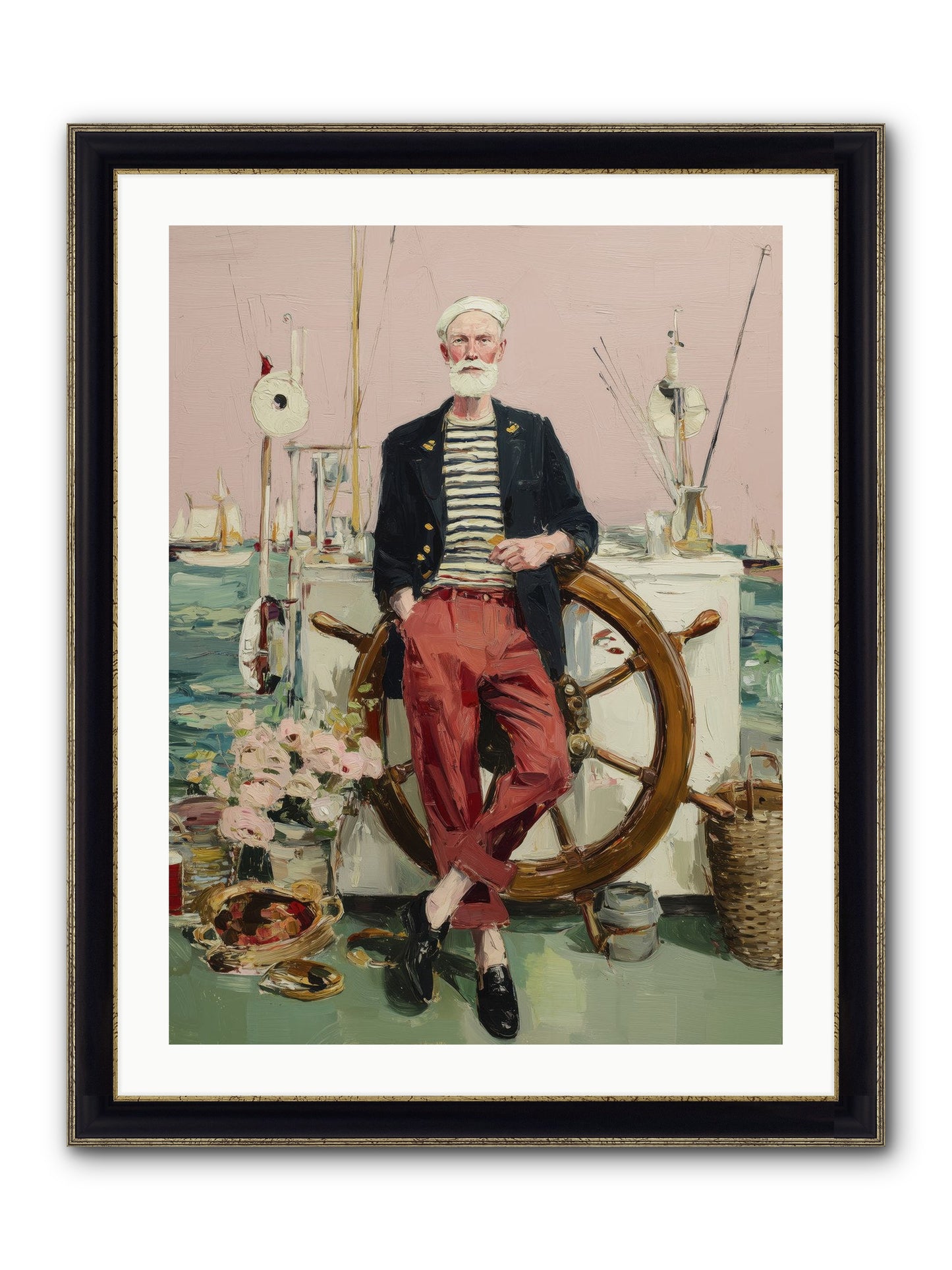 Deep Water Gambler Framed Print - Black & Gold 24x32