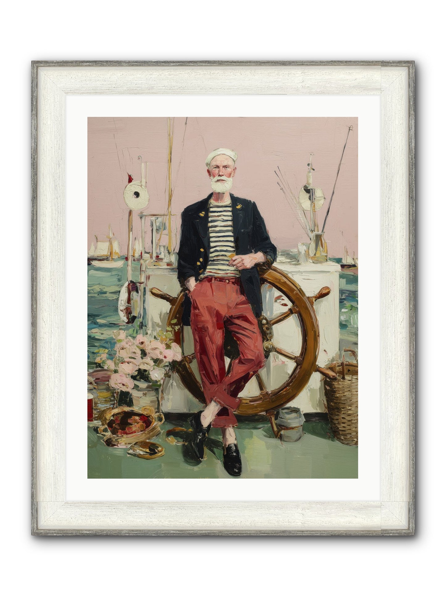 Deep Water Gambler Framed Print - Driftwood White 24x32