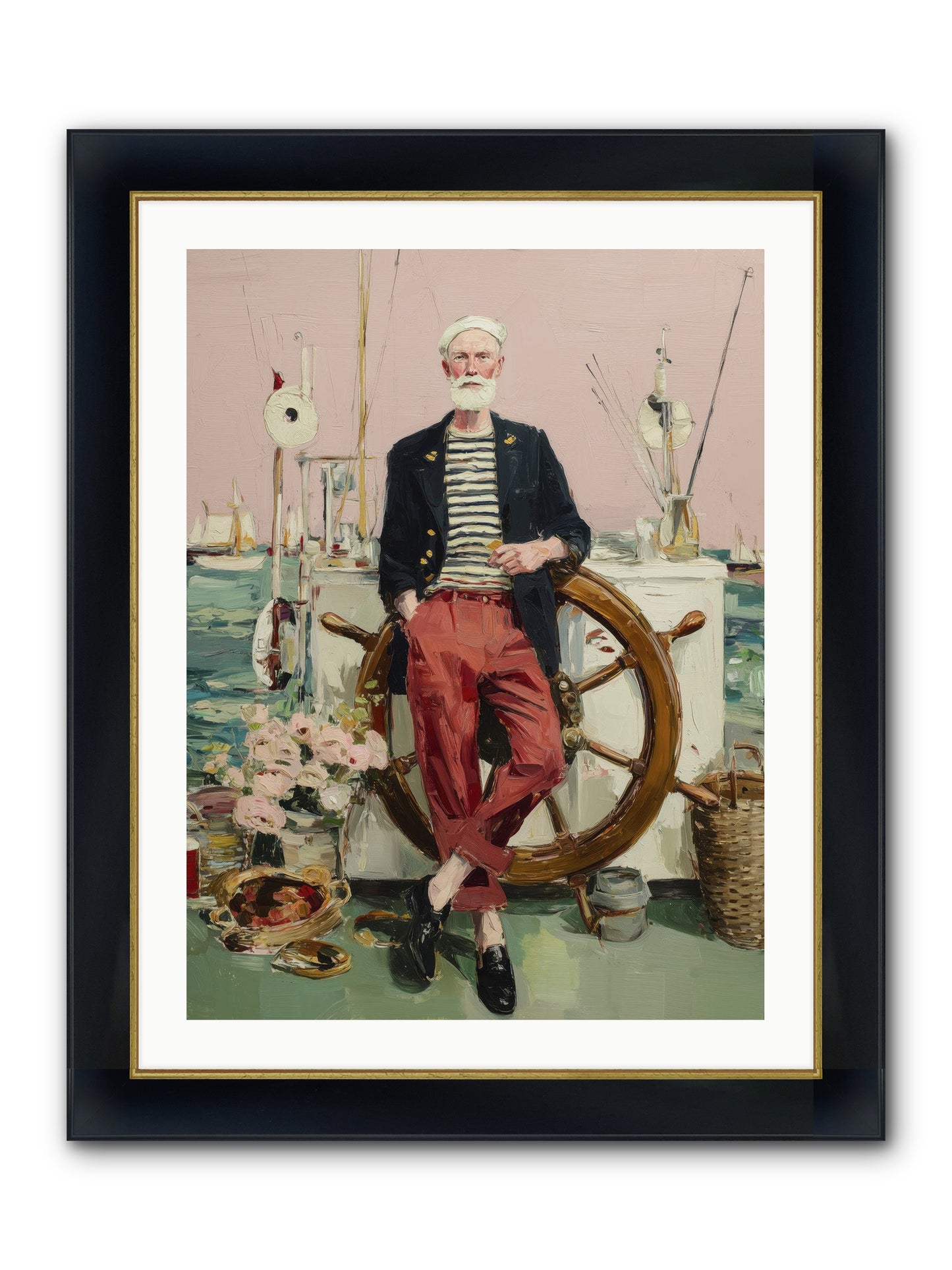 Deep Water Gambler Framed Print - Wide Black w/Gold 24x32
