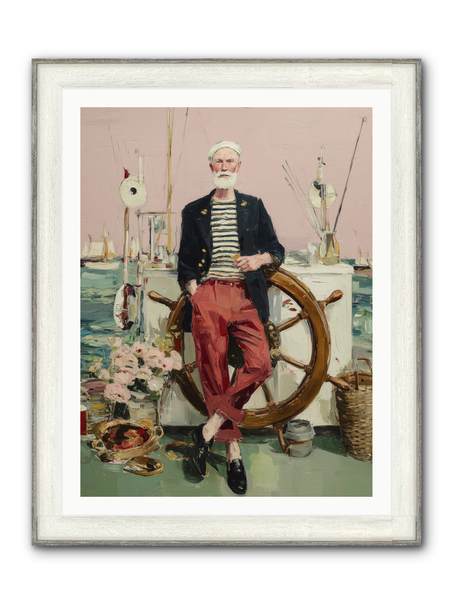 Deep Water Gambler Framed Print - Driftwood White 30x40