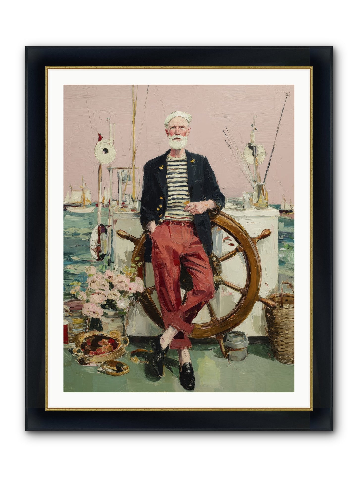 Deep Water Gambler Framed Print - Wide Black w/Gold 30x40