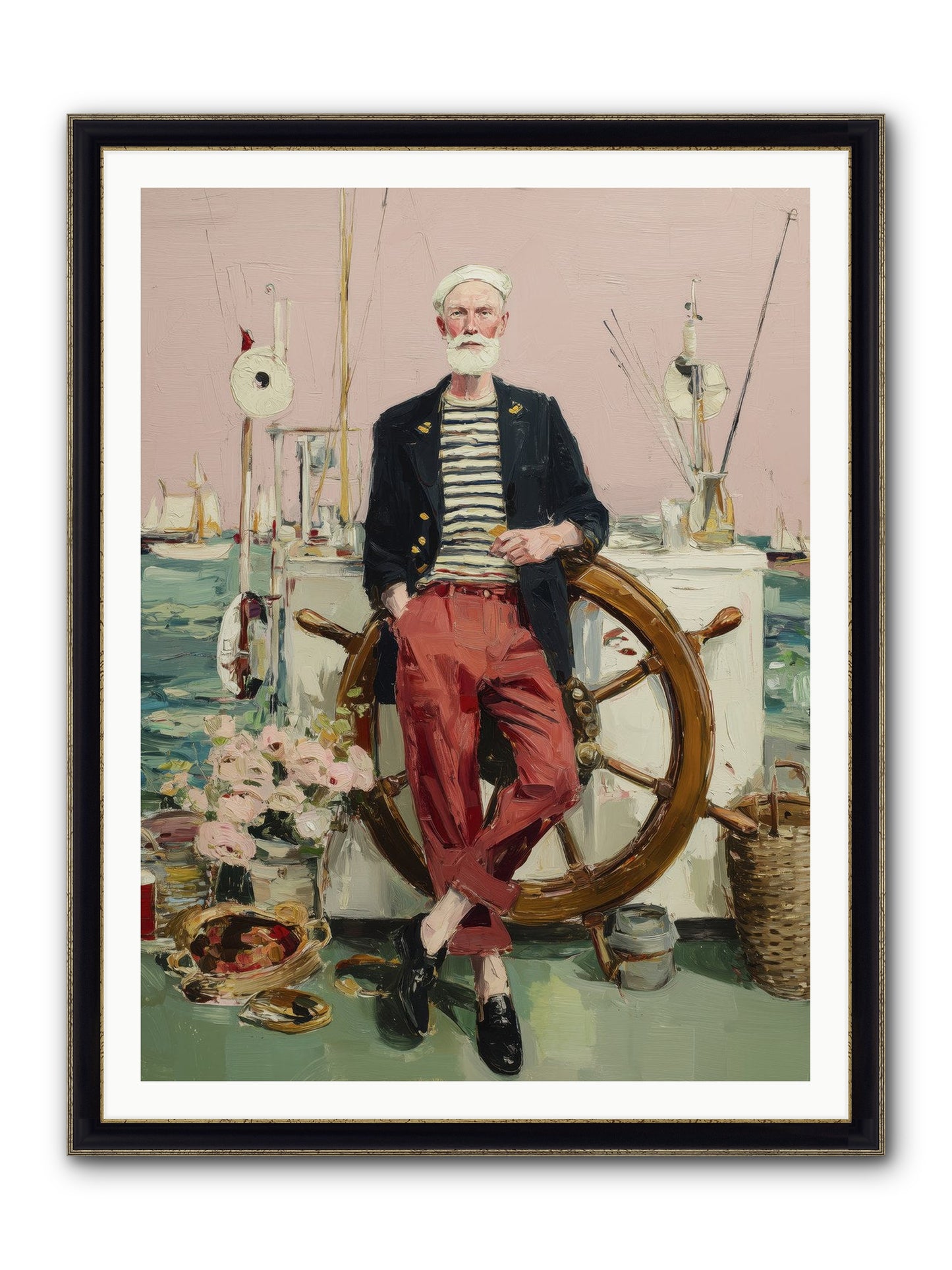 Deep Water Gambler Framed Print - Black & Gold 36x48