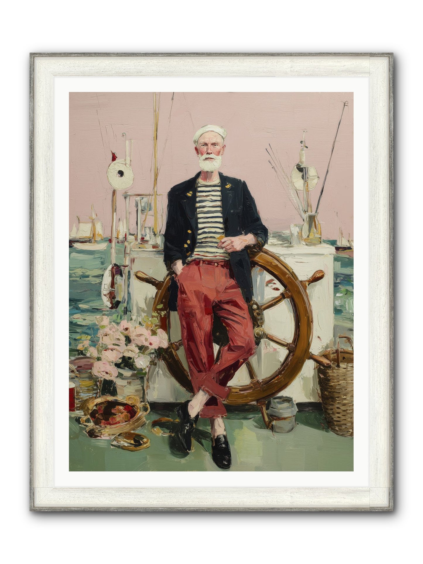 Deep Water Gambler Framed Print - Driftwood White 36x48