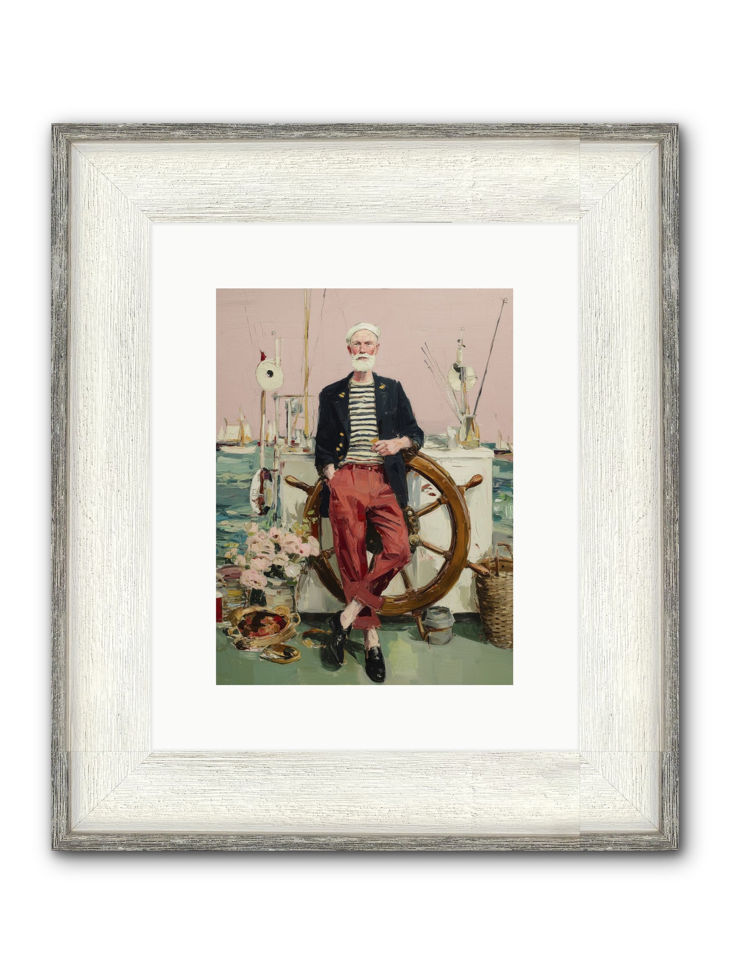 Deep Water Gambler Framed Print - Driftwood White 9x12