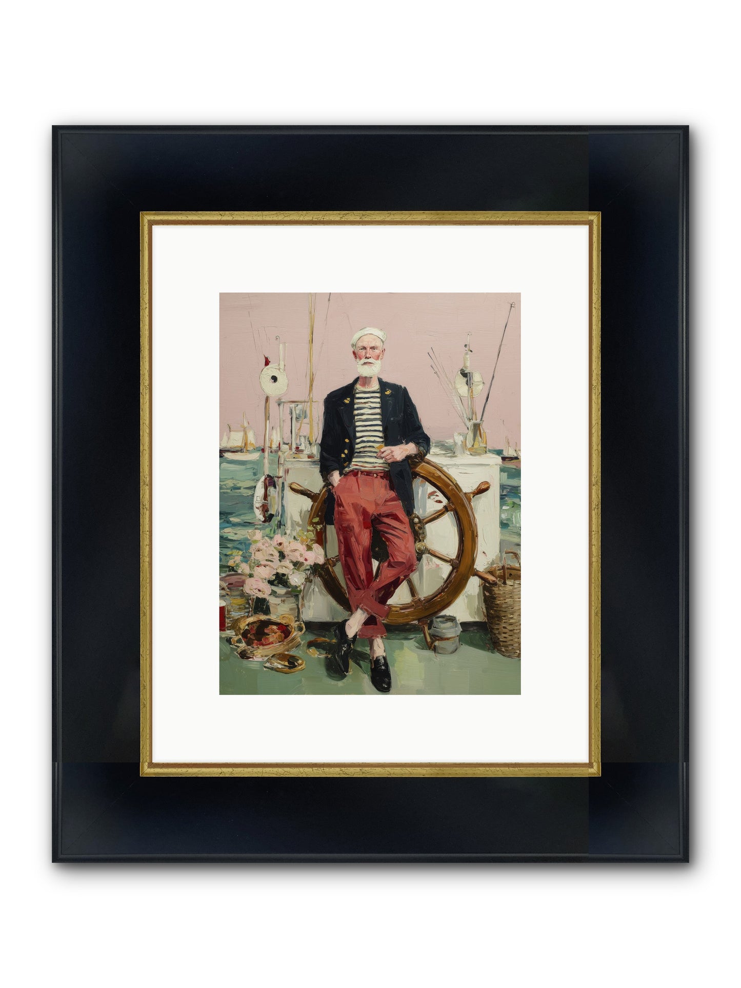 Deep Water Gambler Framed Print - Wide Black w/Gold 9x12