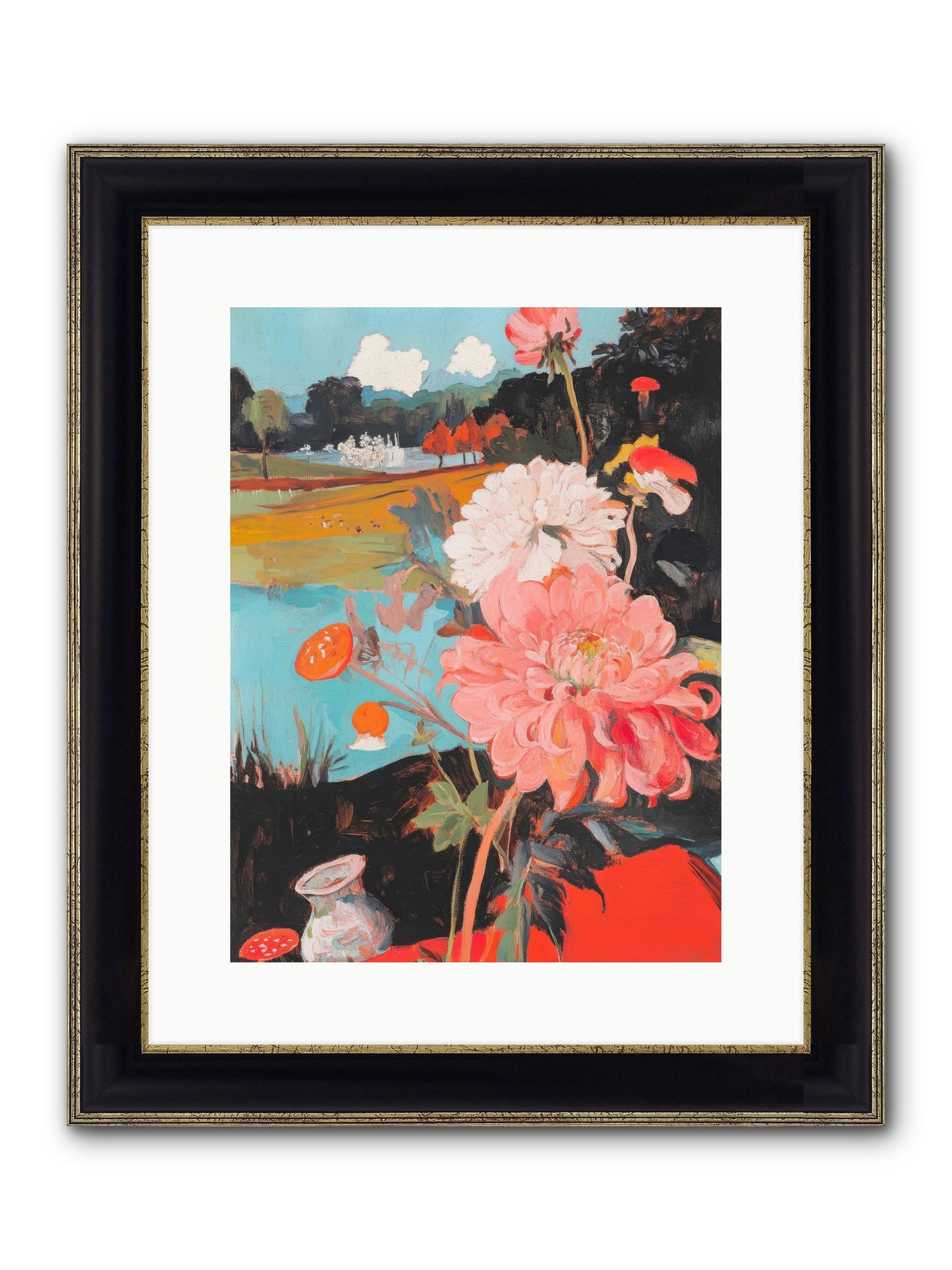Defiant Blooms Framed Print - Black & Gold 12x16