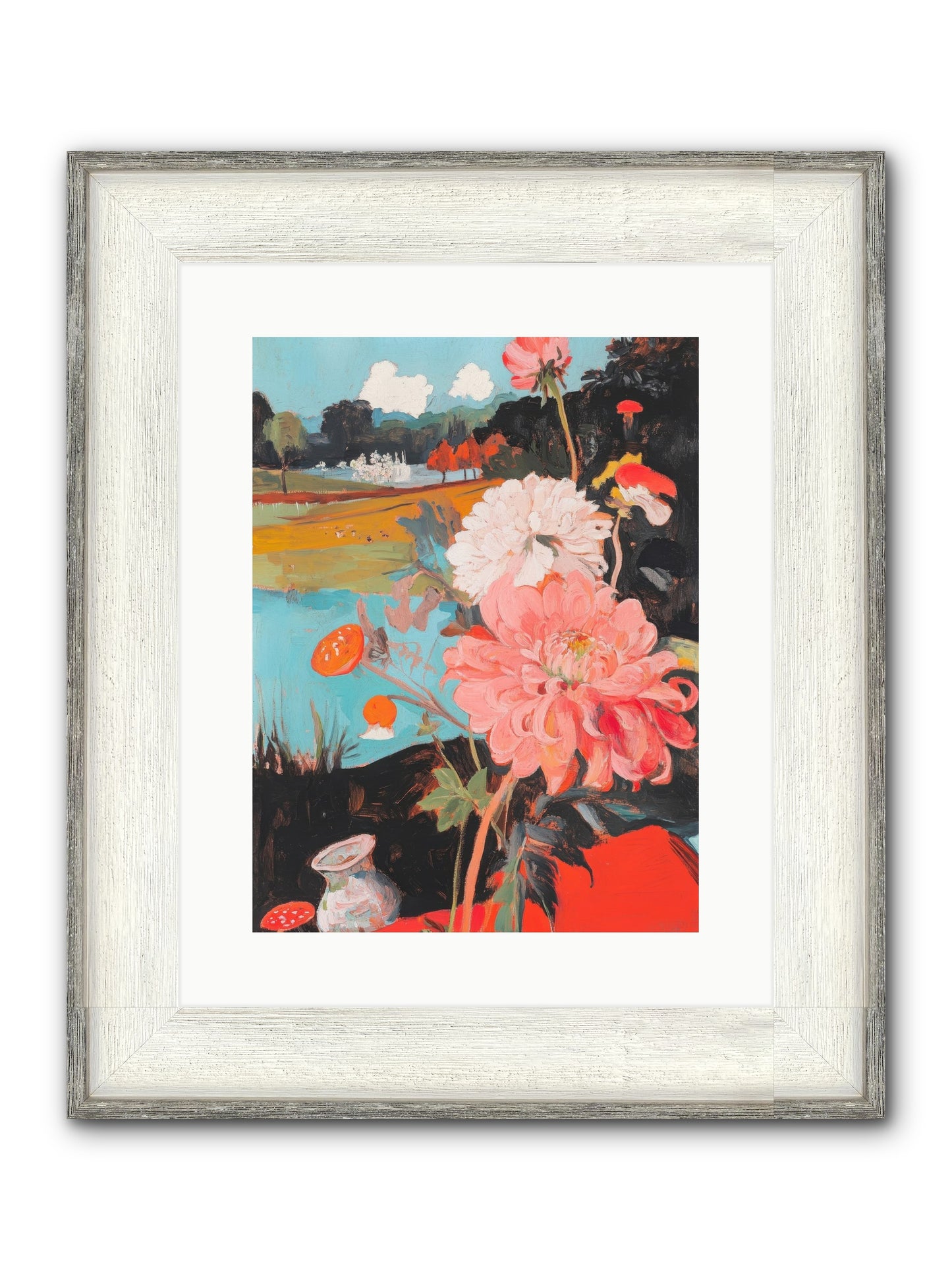 Defiant Blooms Framed Print - Driftwood White 12x16