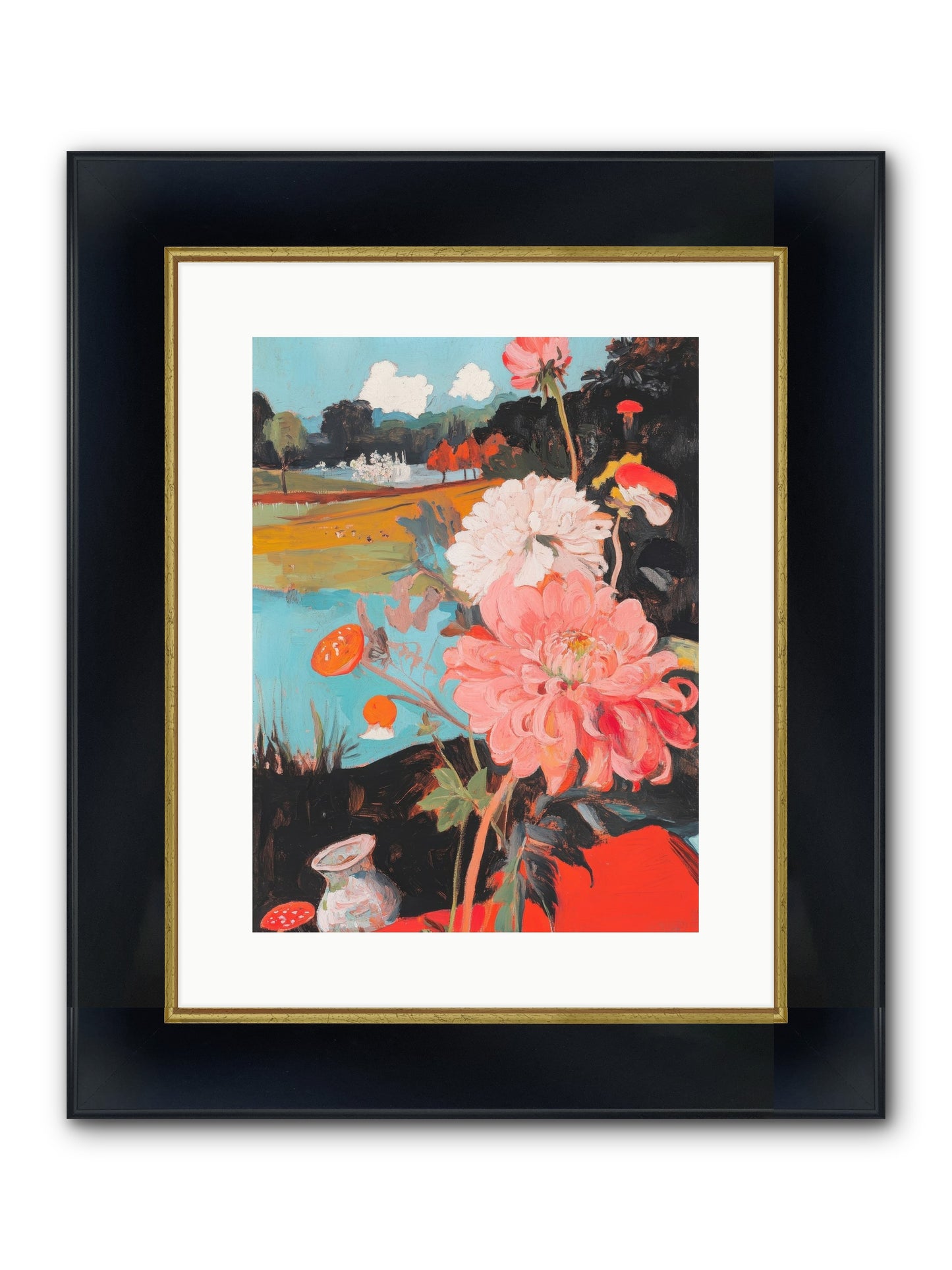 Defiant Blooms Framed Print - Wide Black w/Gold 12x16