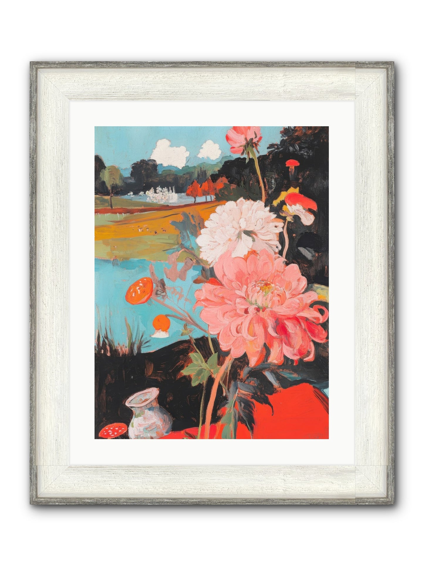 Defiant Blooms Framed Print - Driftwood White 18x24