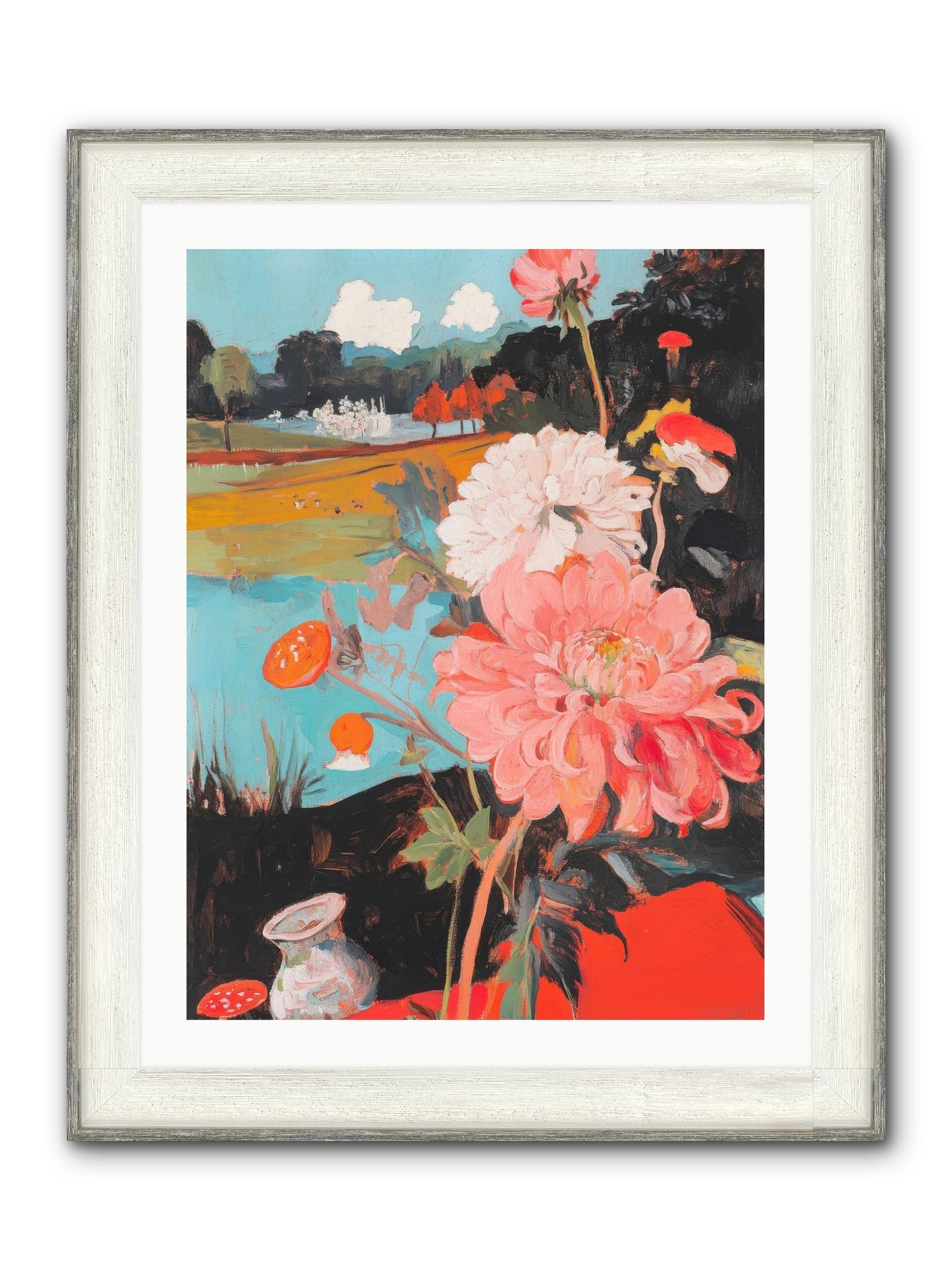 Defiant Blooms Framed Print - Driftwood White 24x32