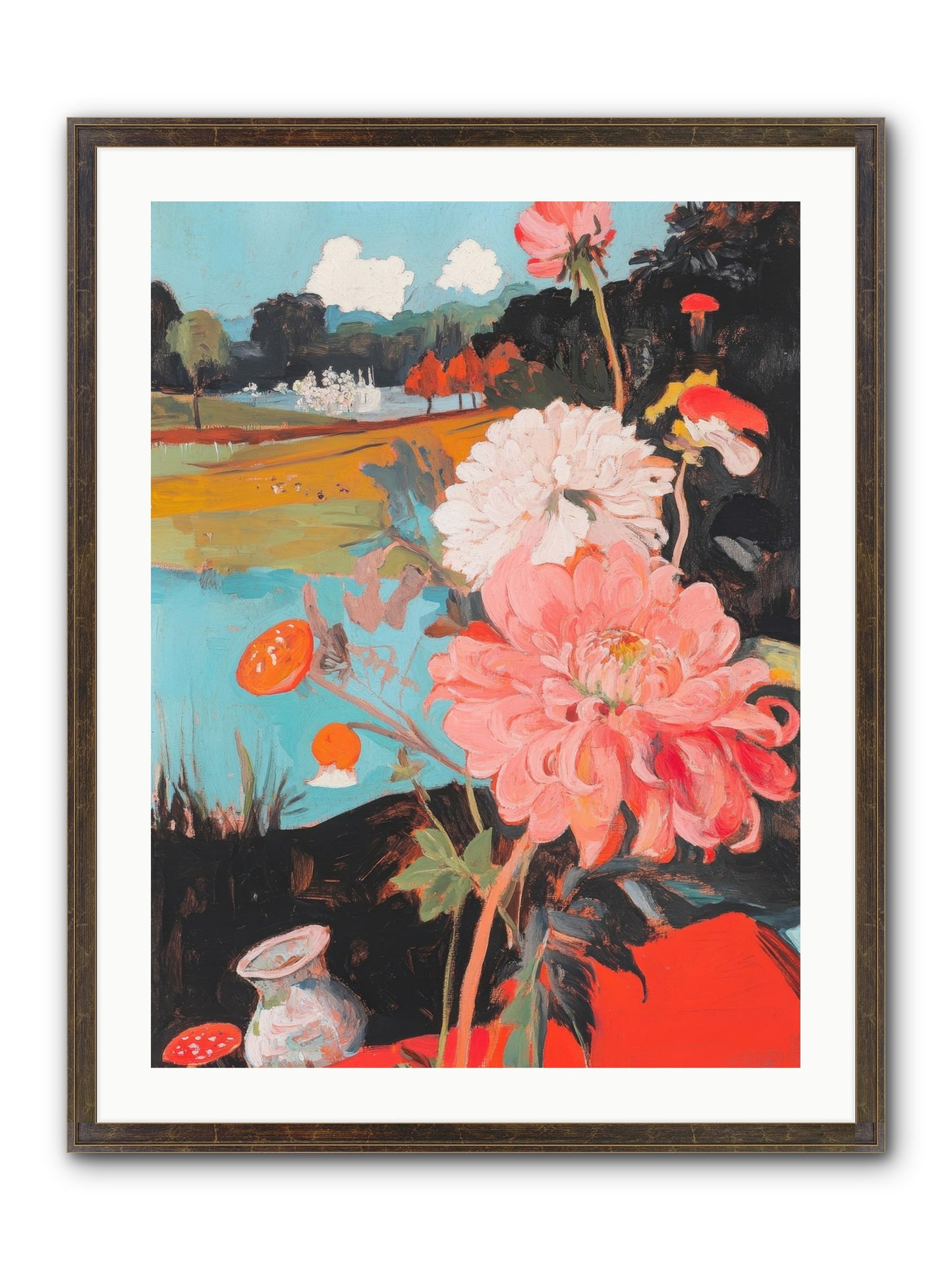 Defiant Blooms Framed Print - Slimwoods Black/Gold 24x32