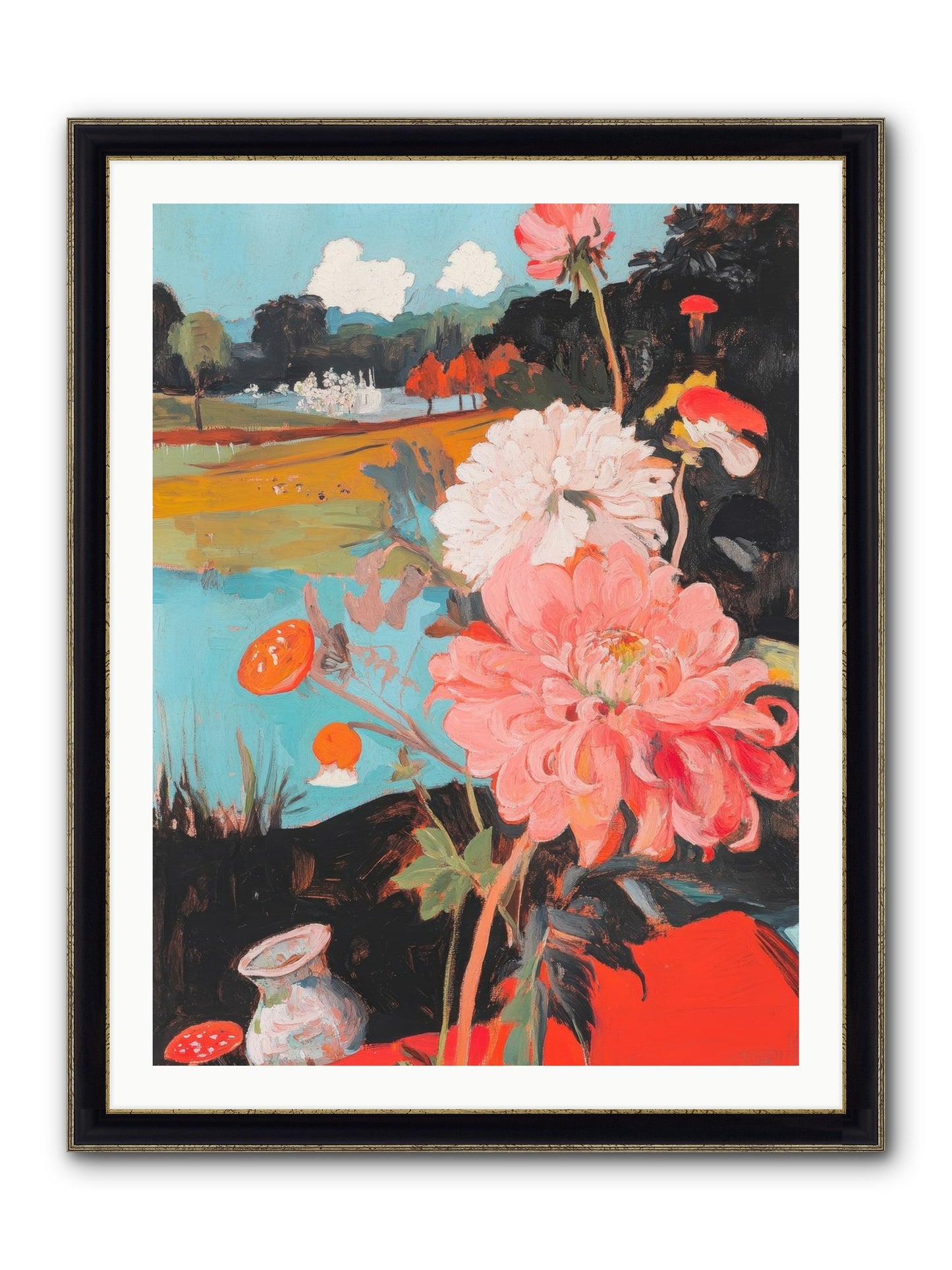 Defiant Blooms Framed Print - Black & Gold 30x40