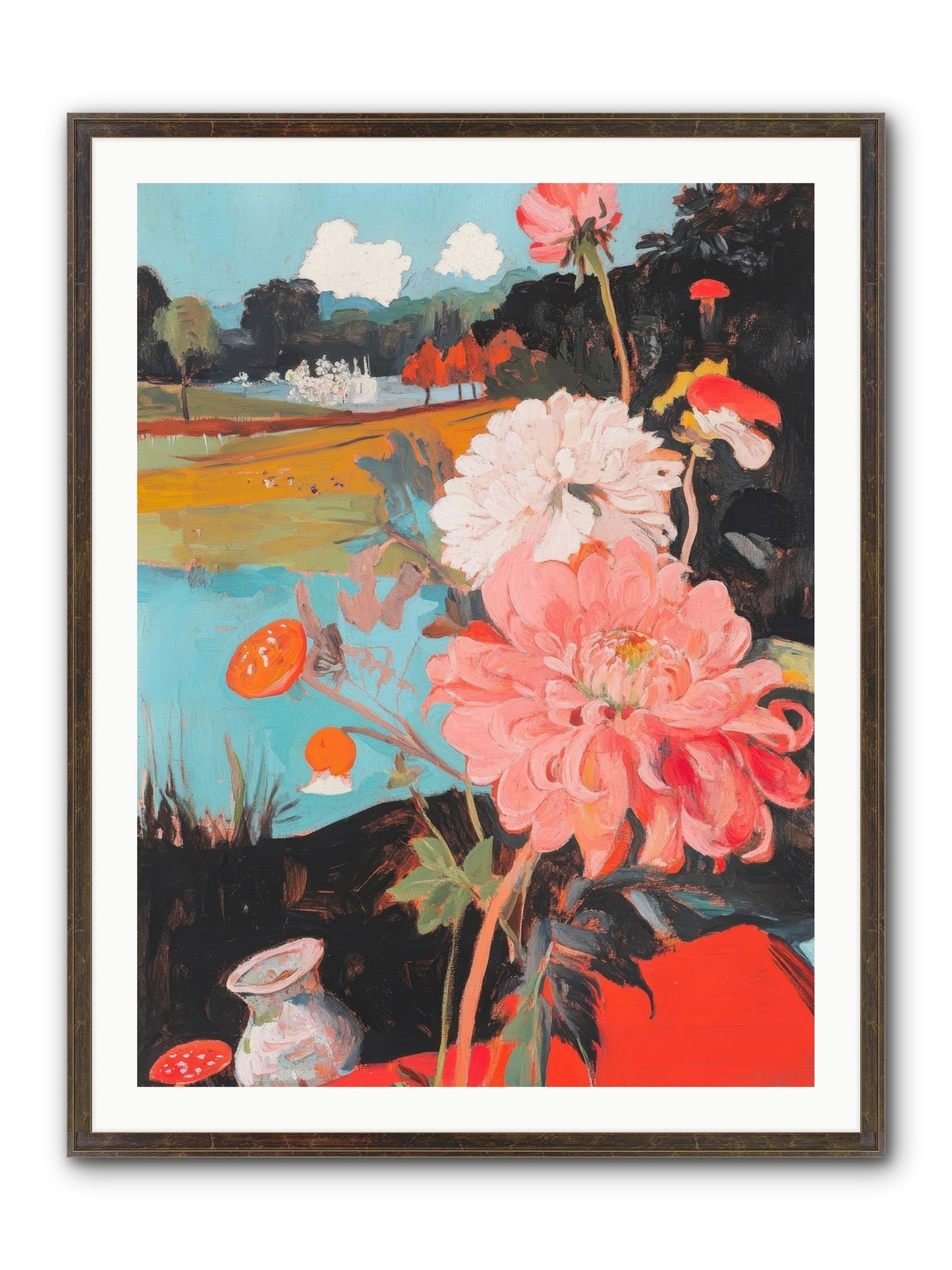 Defiant Blooms Framed Print - Slimwoods Black/Gold 30x40