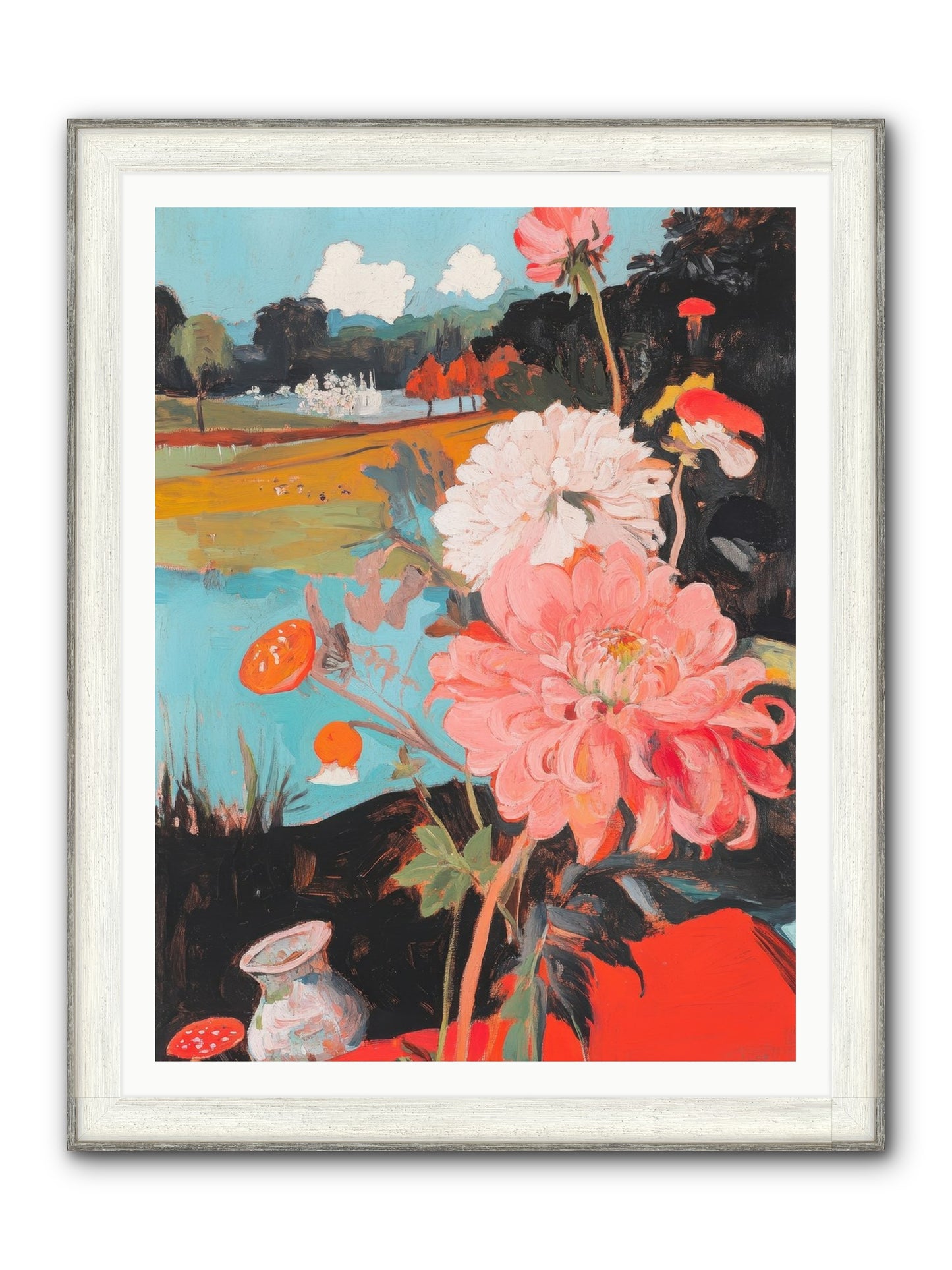 Defiant Blooms Framed Print - Driftwood White 36x48