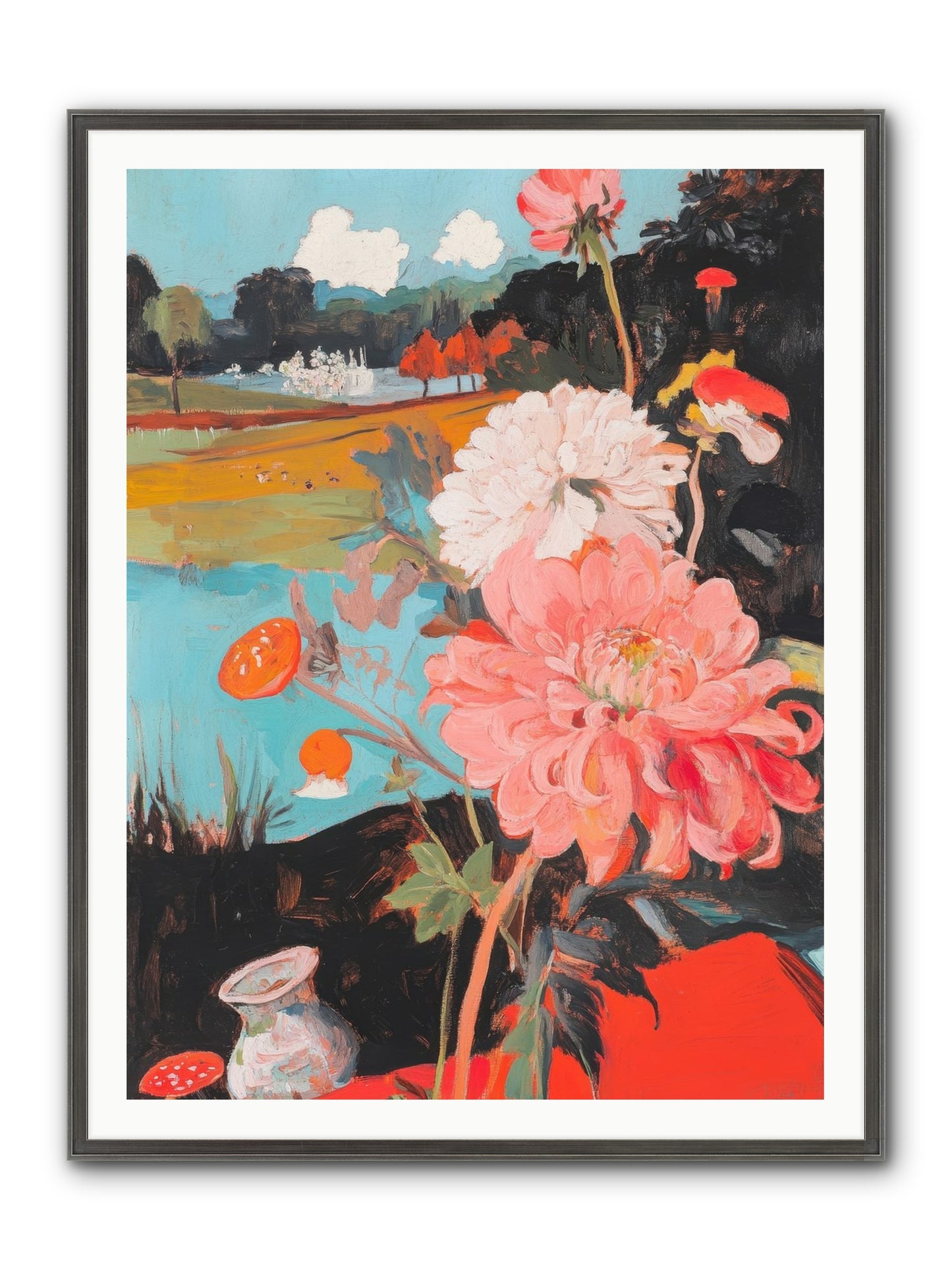 Defiant Blooms Framed Print - Slimwoods Black/Silver 36x48