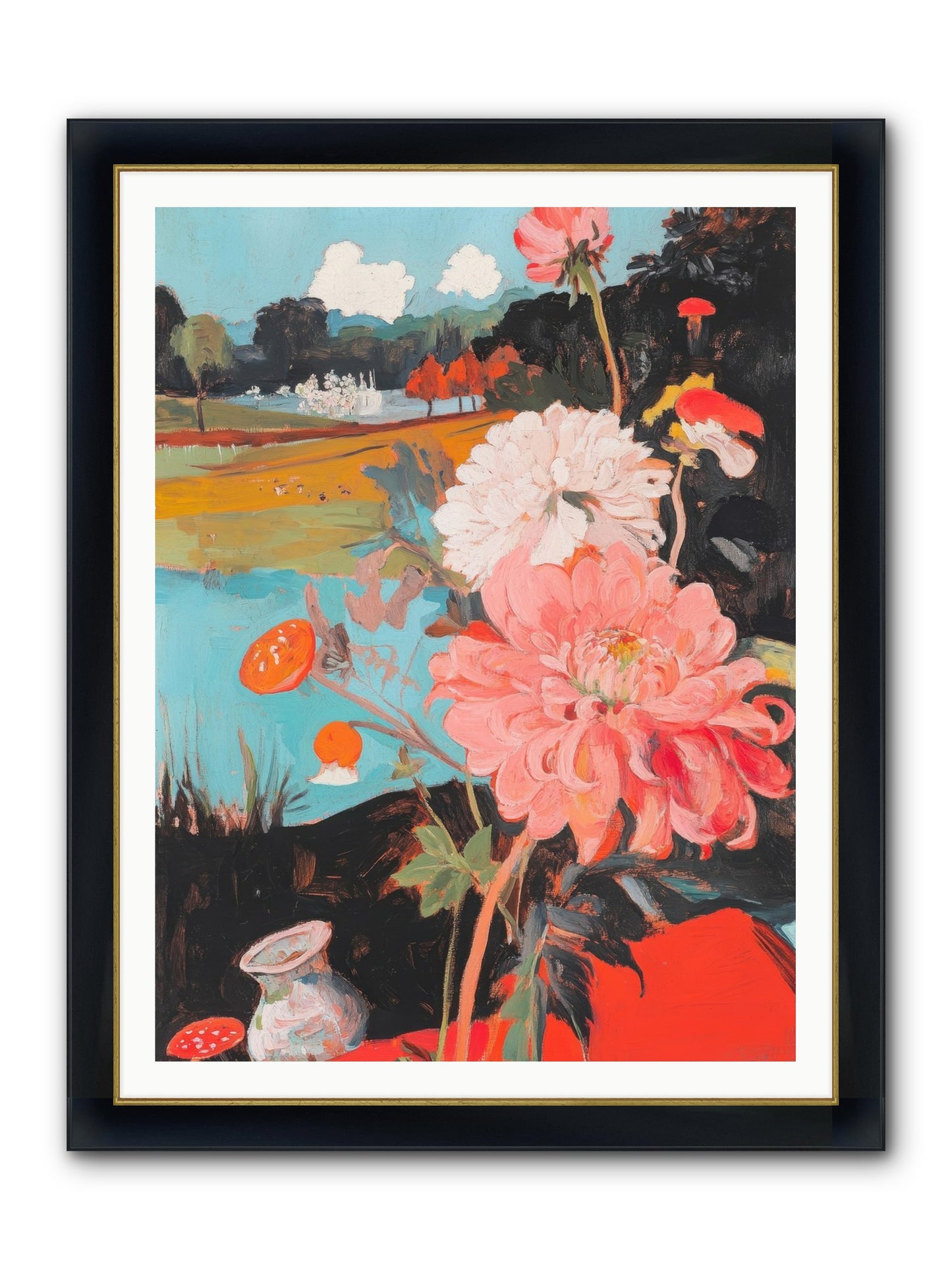 Defiant Blooms Framed Print - Wide Black w/Gold 36x48