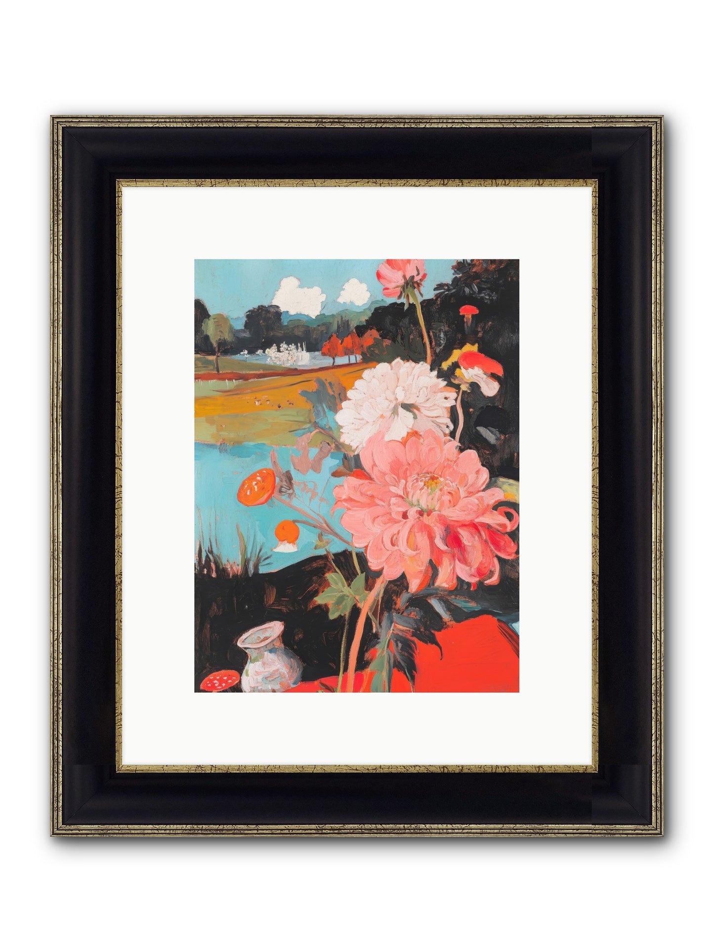Defiant Blooms Framed Print - Black & Gold 9x12