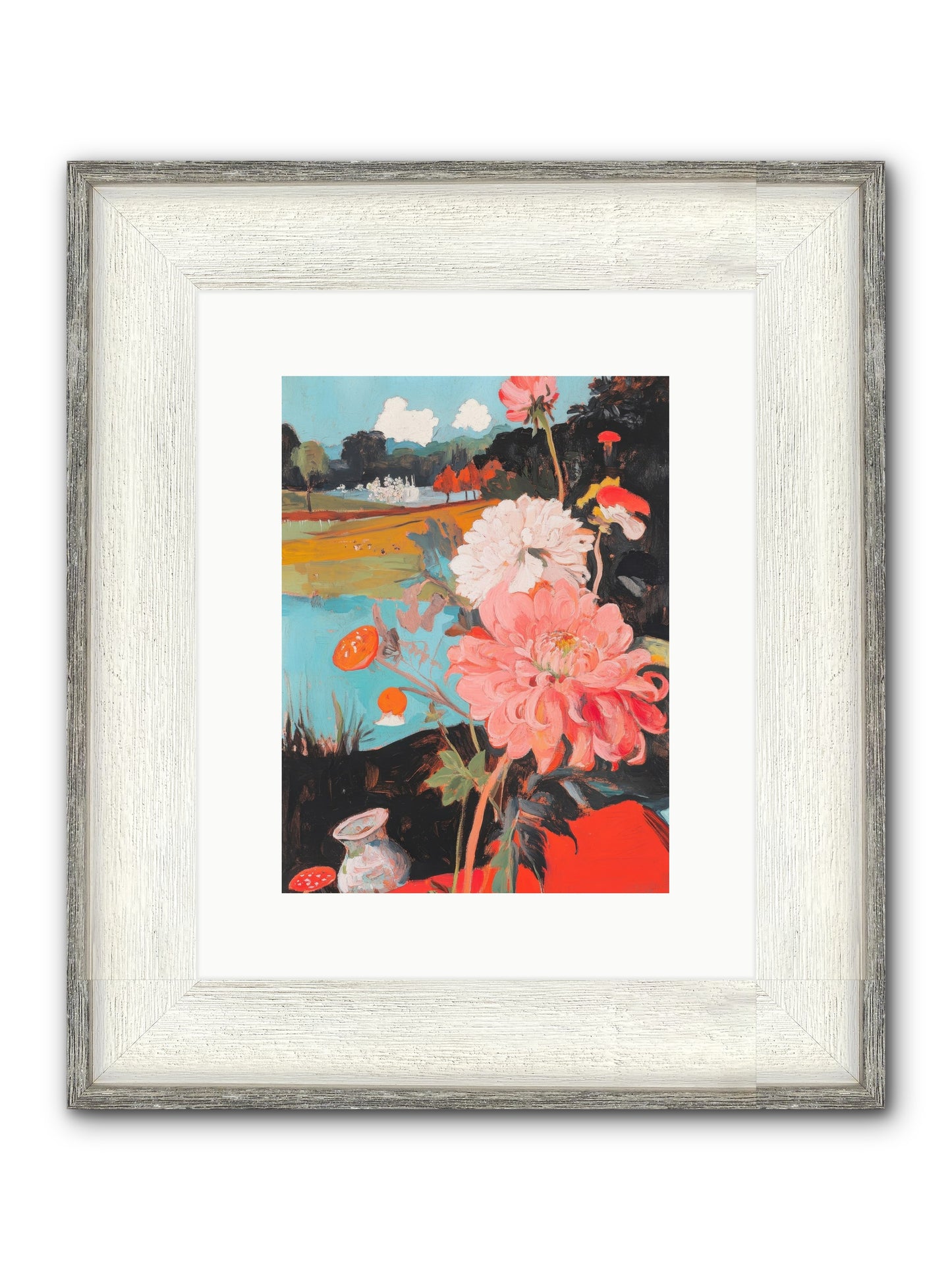 Defiant Blooms Framed Print - Driftwood White 9x12