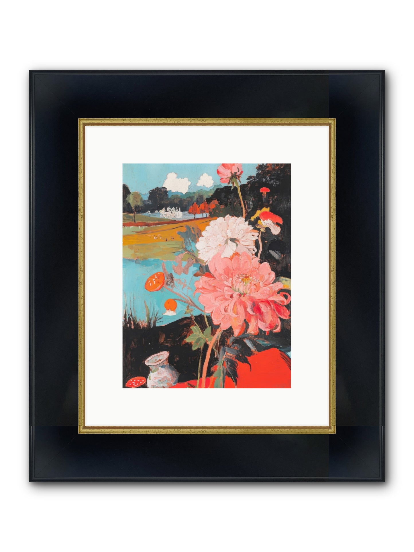Defiant Blooms Framed Print - Wide Black w/Gold 9x12