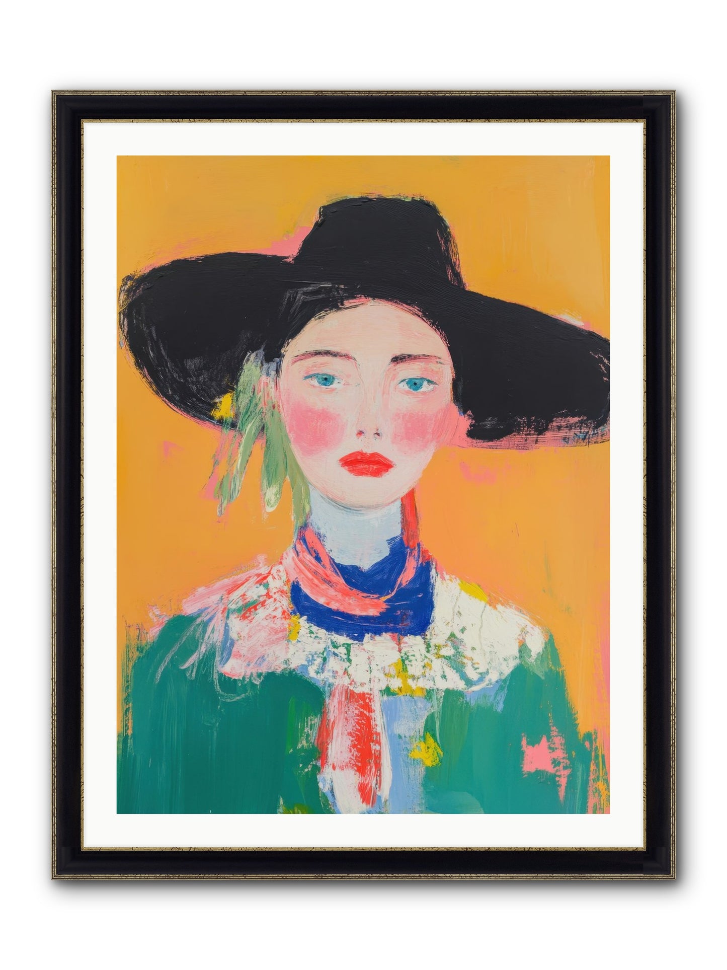 Desert Bloom Framed Print - Black & Gold 30x40