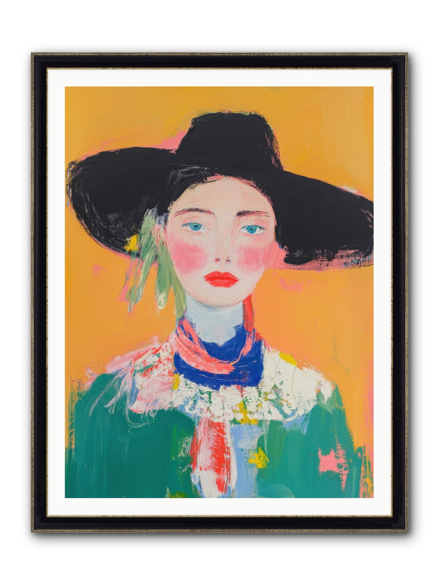 Desert Bloom Framed Print - Black & Gold 36x48