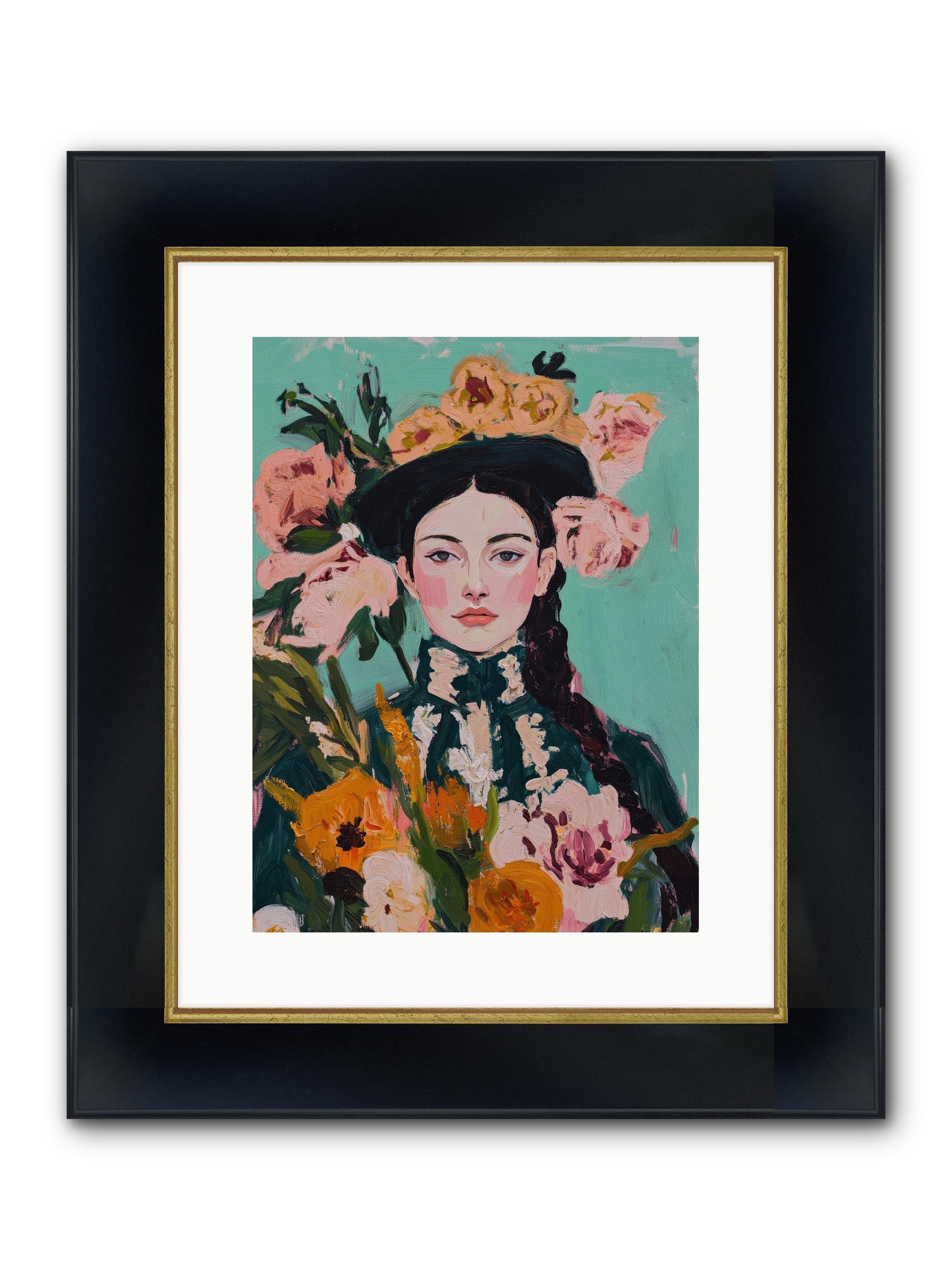 Desert Pearl Framed Print - Wide Black w/Gold 12x16
