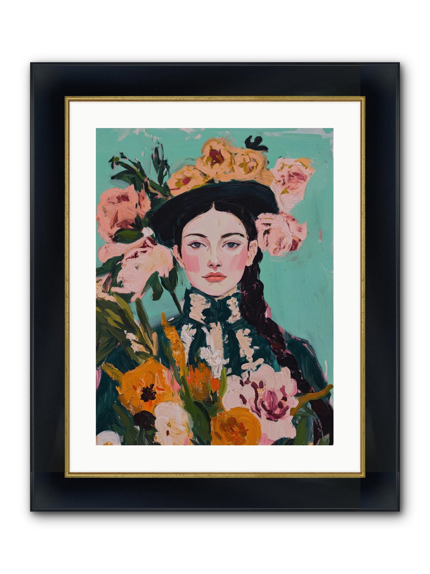 Desert Pearl Framed Print - Wide Black w/Gold 18x24