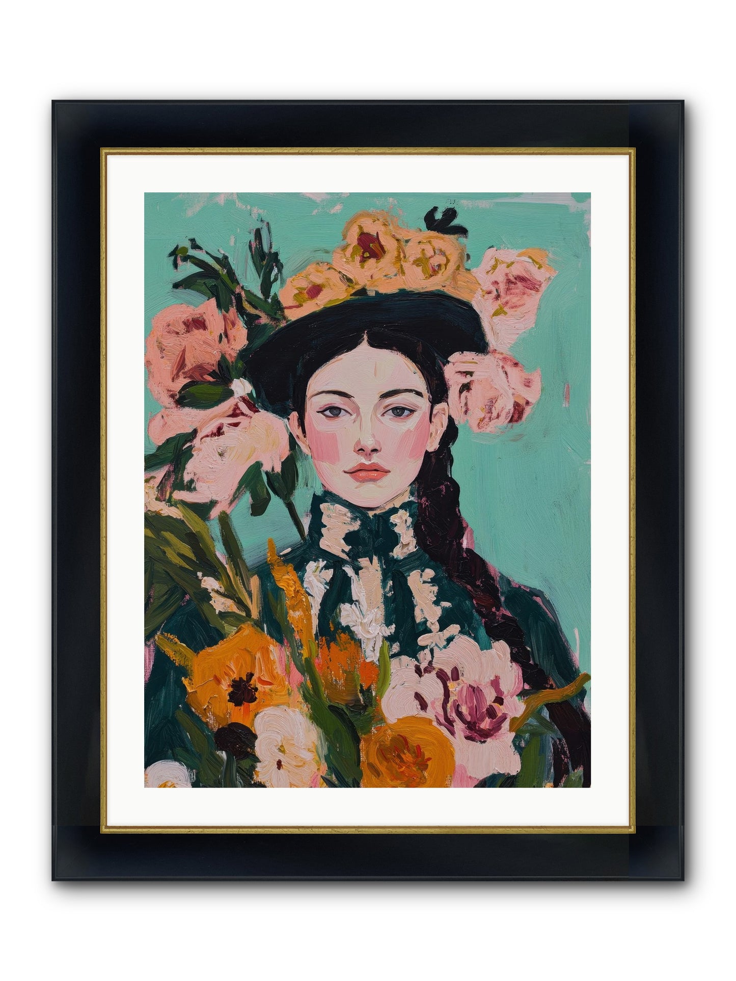 Desert Pearl Framed Print - Wide Black w/Gold 24x32