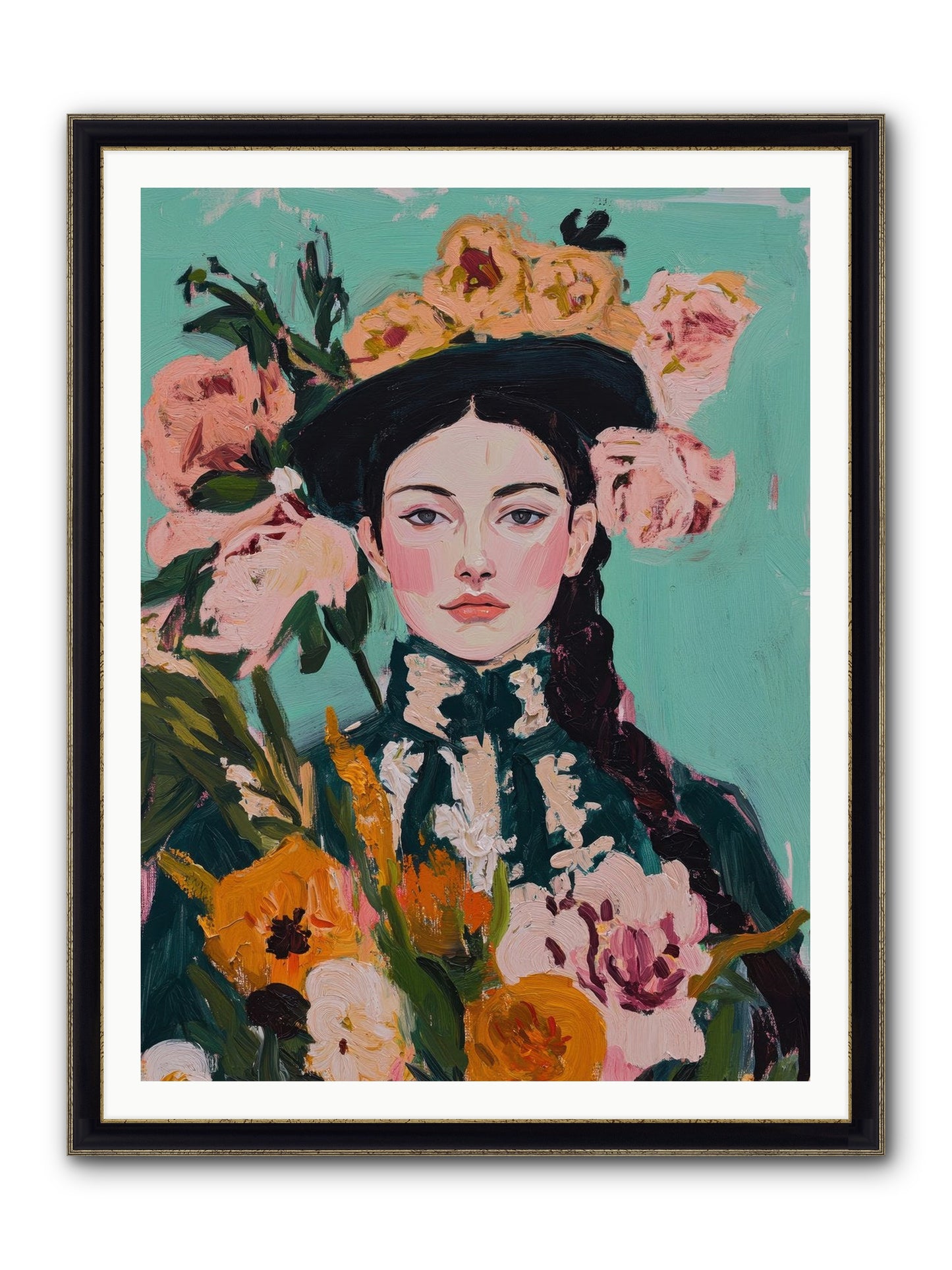 Desert Pearl Framed Print - Black & Gold 36x48