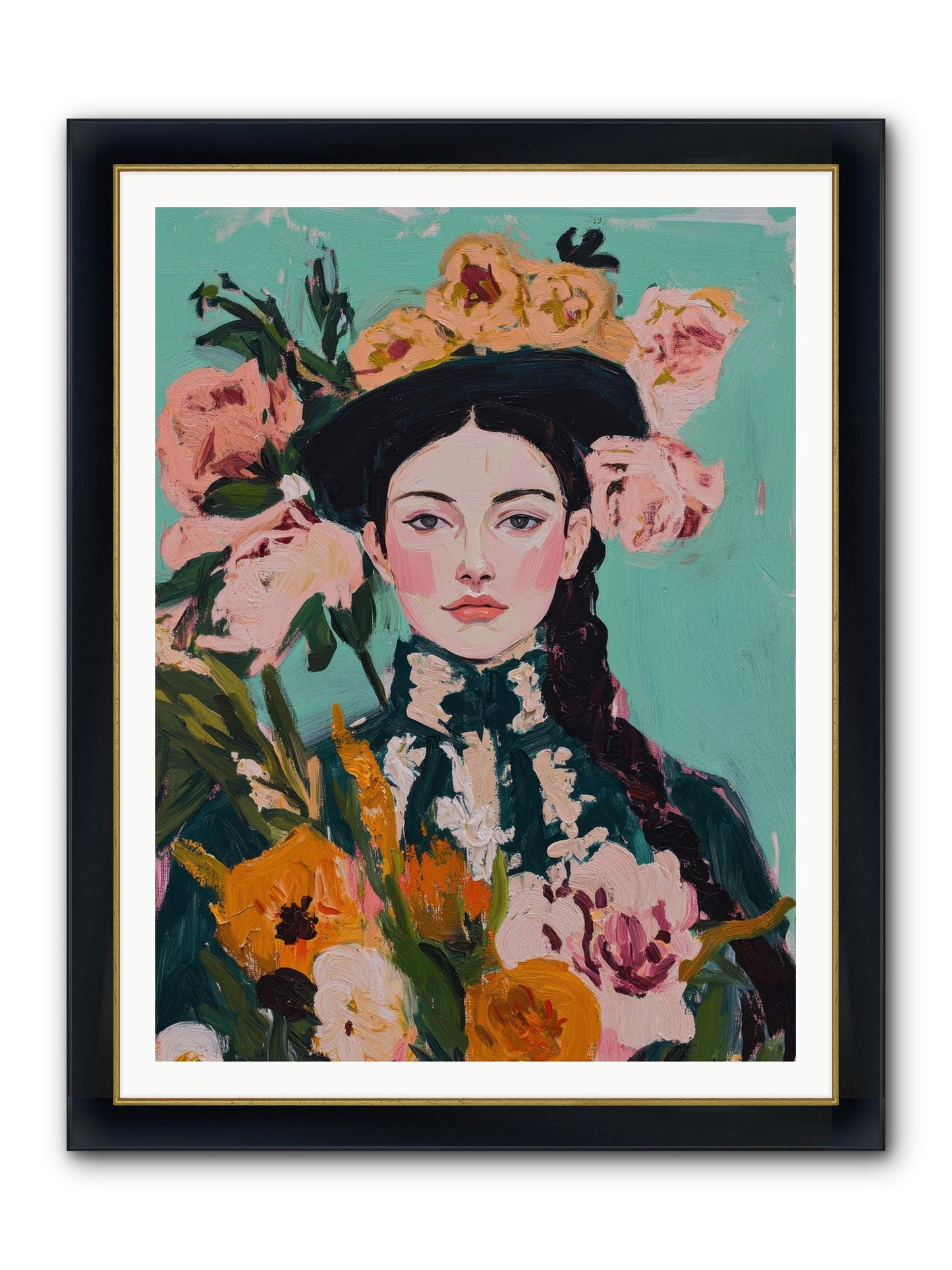 Desert Pearl Framed Print - Wide Black w/Gold 36x48