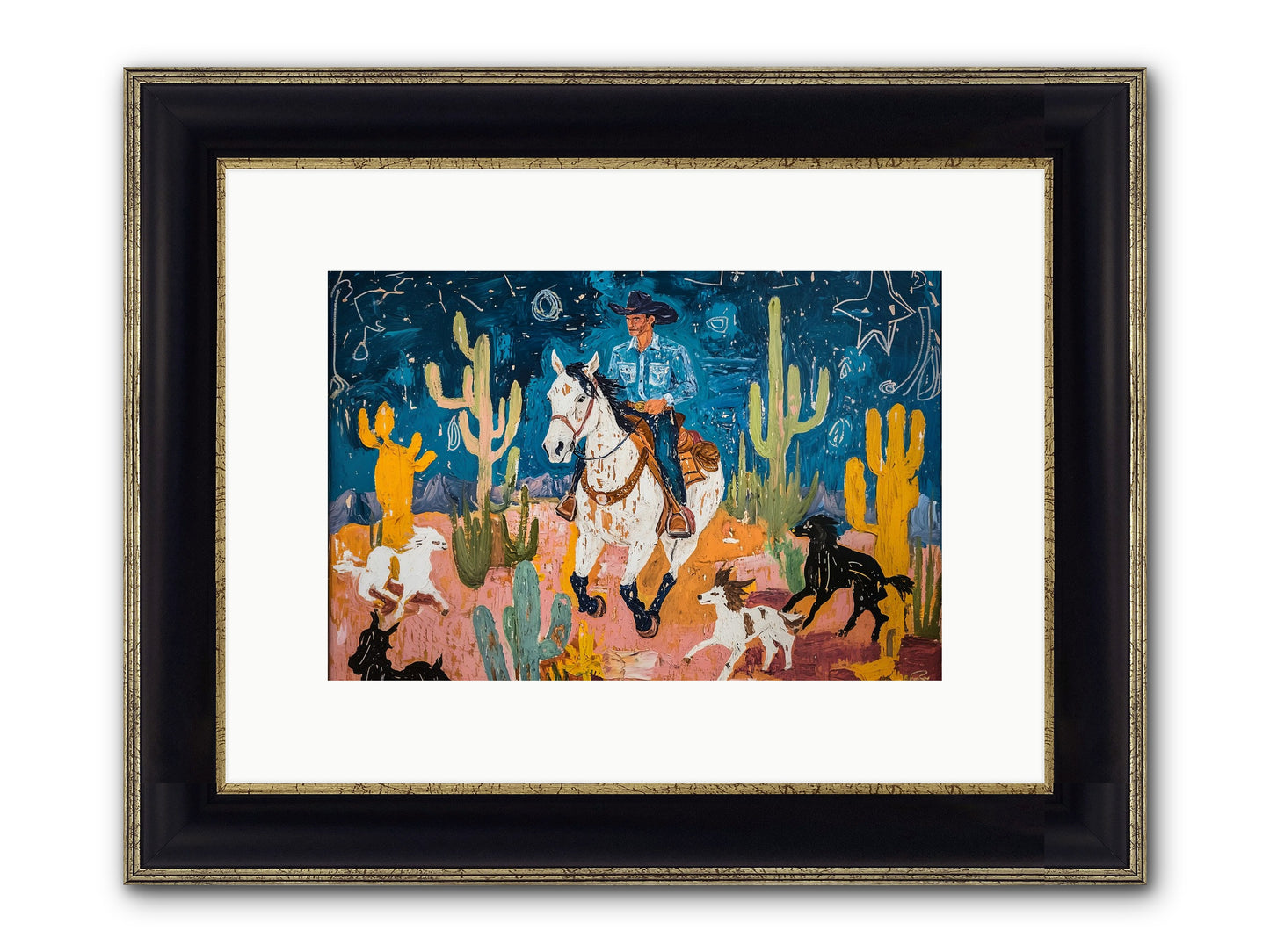 Desert Stars Framed Print - Black & Gold 12x8
