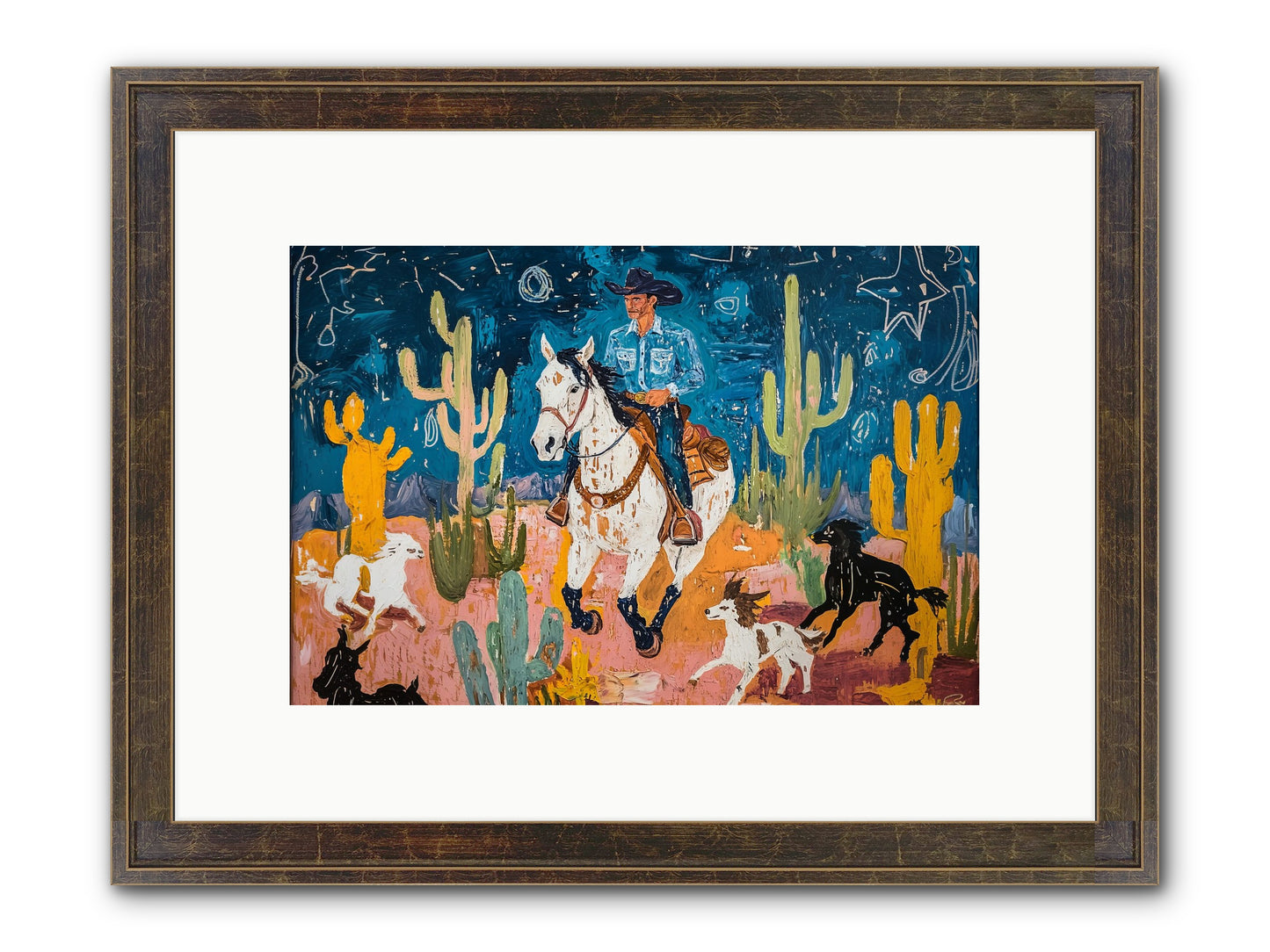 Desert Stars Framed Print - Slimwoods Black/Gold 12x8