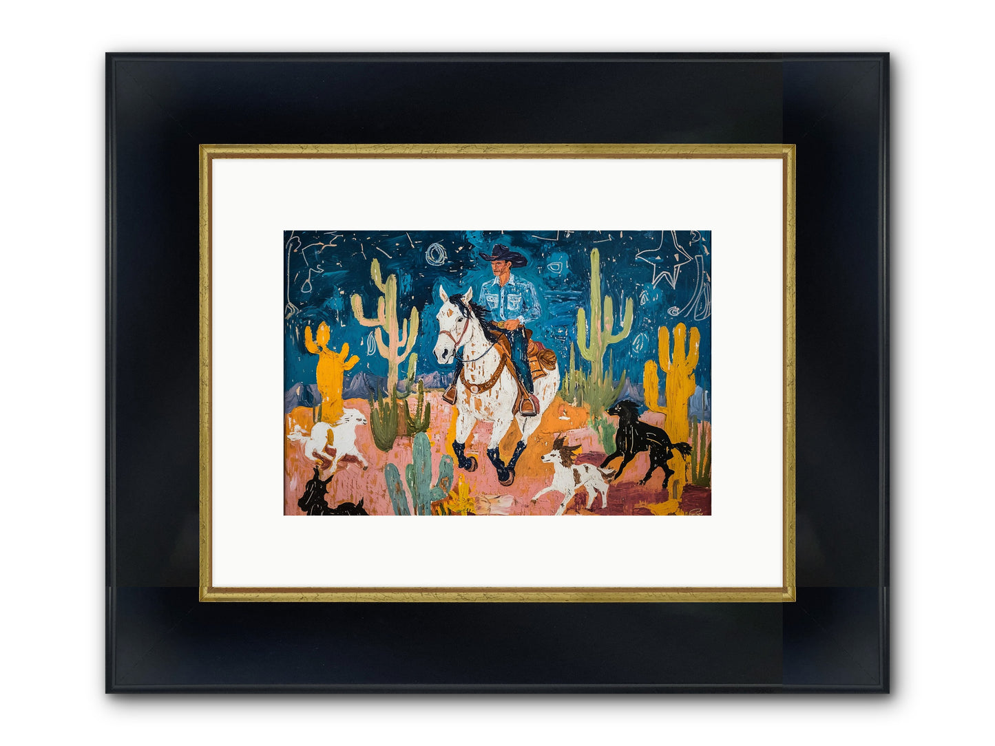 Desert Stars Framed Print - Wide Black w/Gold 12x8