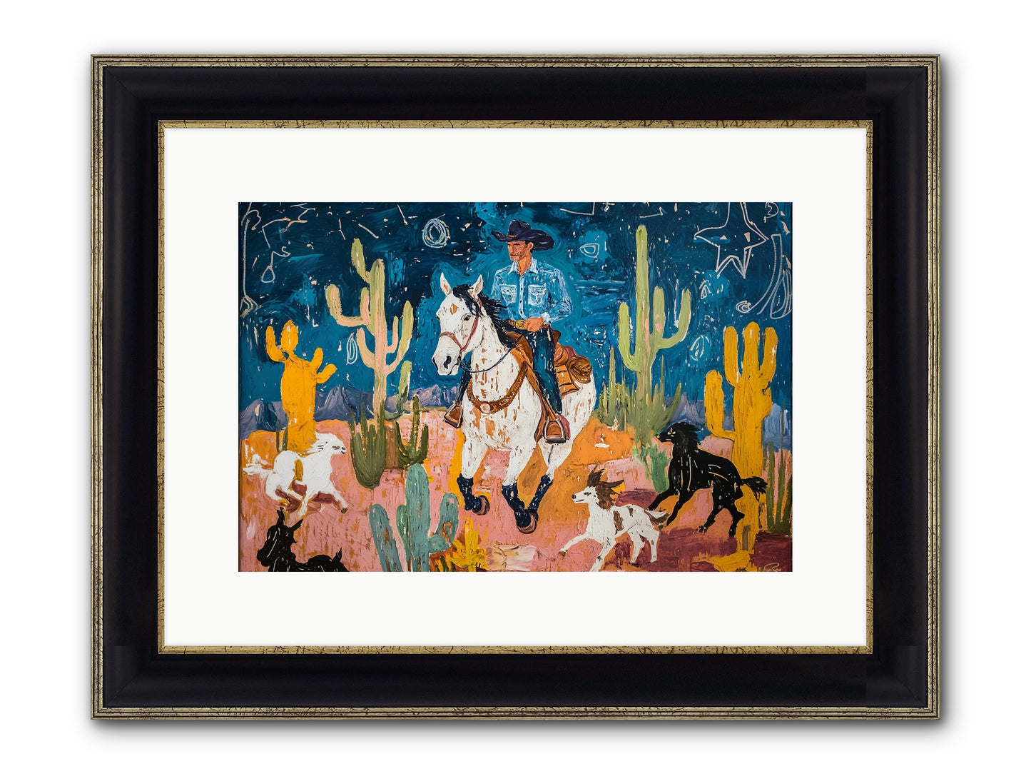 Desert Stars Framed Print - Black & Gold 15x10